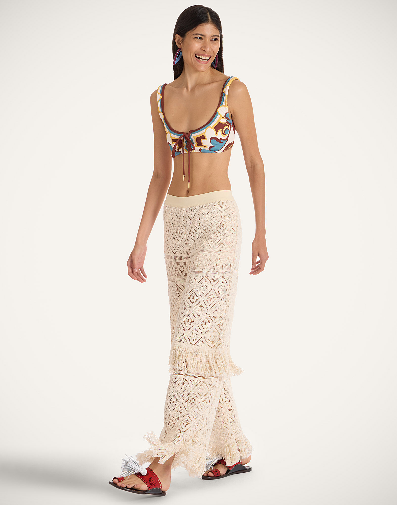 La DoubleJ Lacey Palazzo Pants Plaza Cream TRO0125JCQ080PLA03WH03