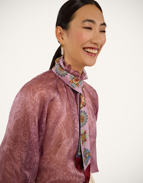 La DoubleJ Skinny Scarf Nucleus Plac&eacute;e Dusty Pink SCA0075SIL006NUC06PI10