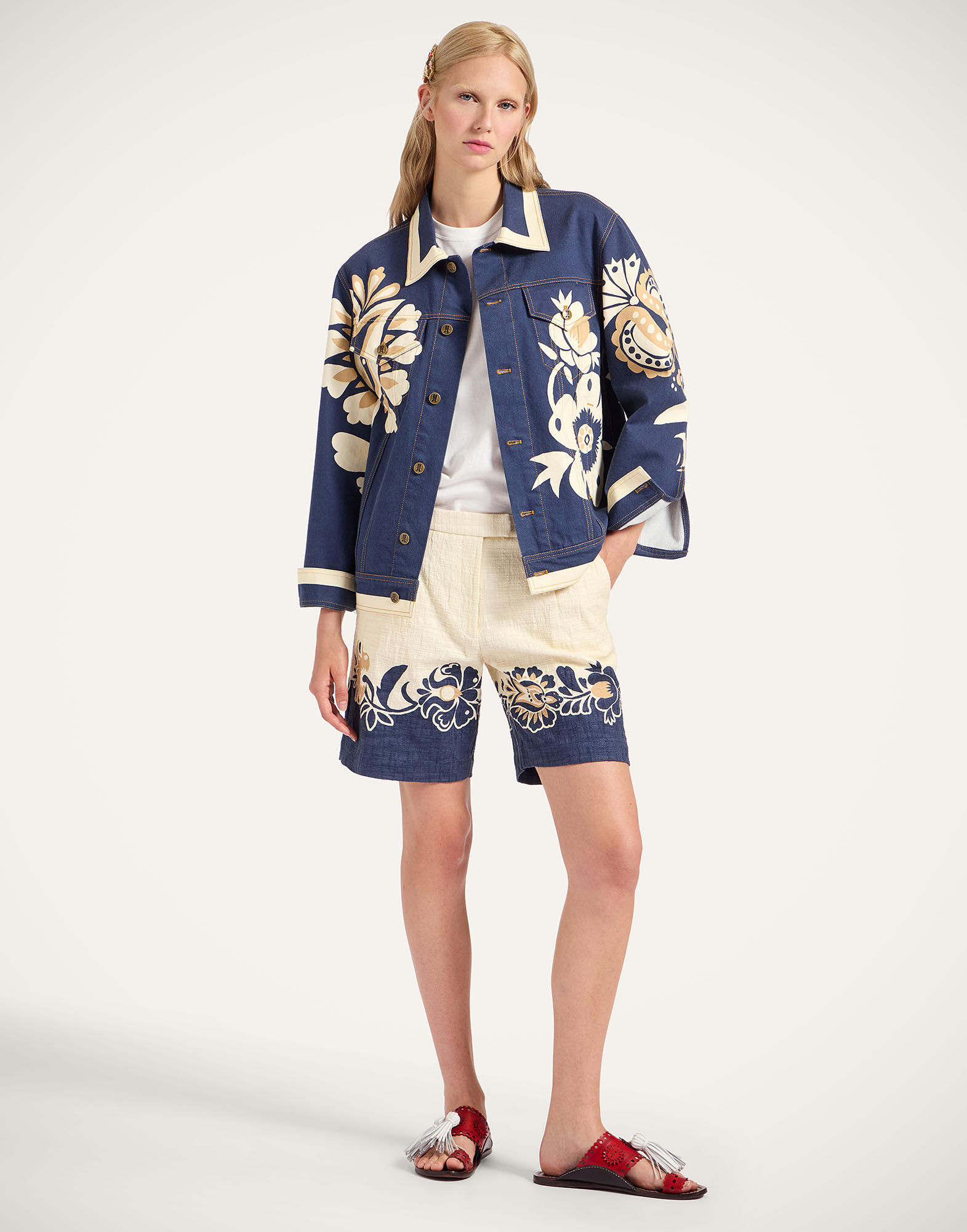 La DoubleJ Boyfriend Shorts Selva Plac&eacute;e Blue TRO0131COT005SEL07BU03