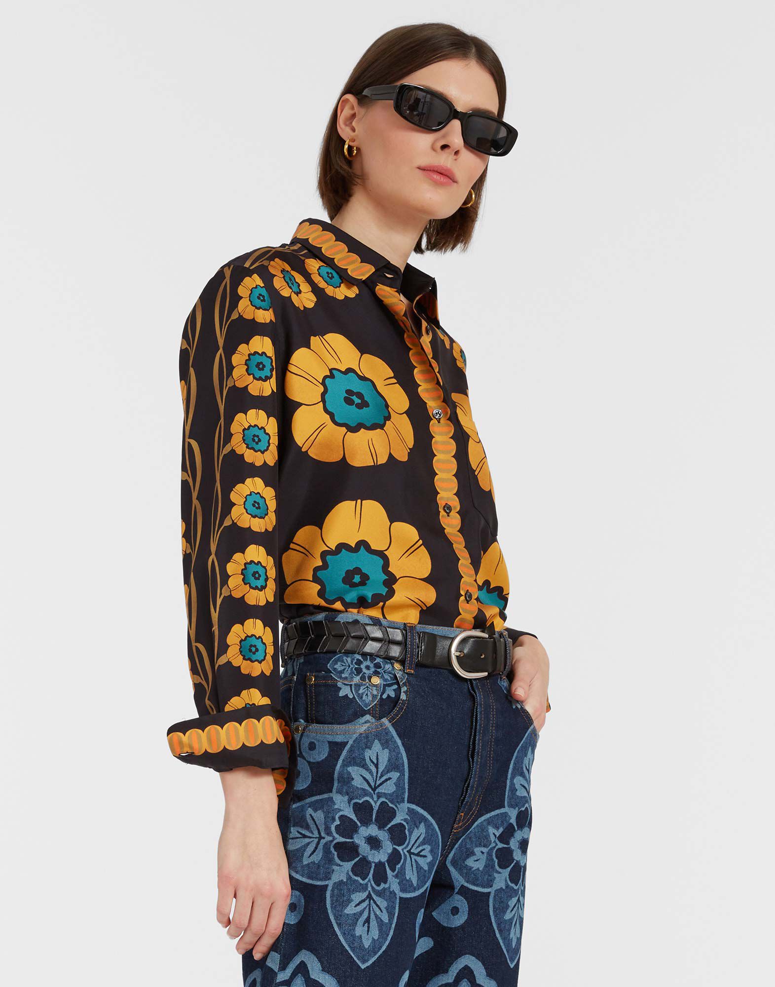 La DoubleJ Boy Shirt Daisychain Plac&eacute;e Orange SHI0040SIL006ROP04OR02