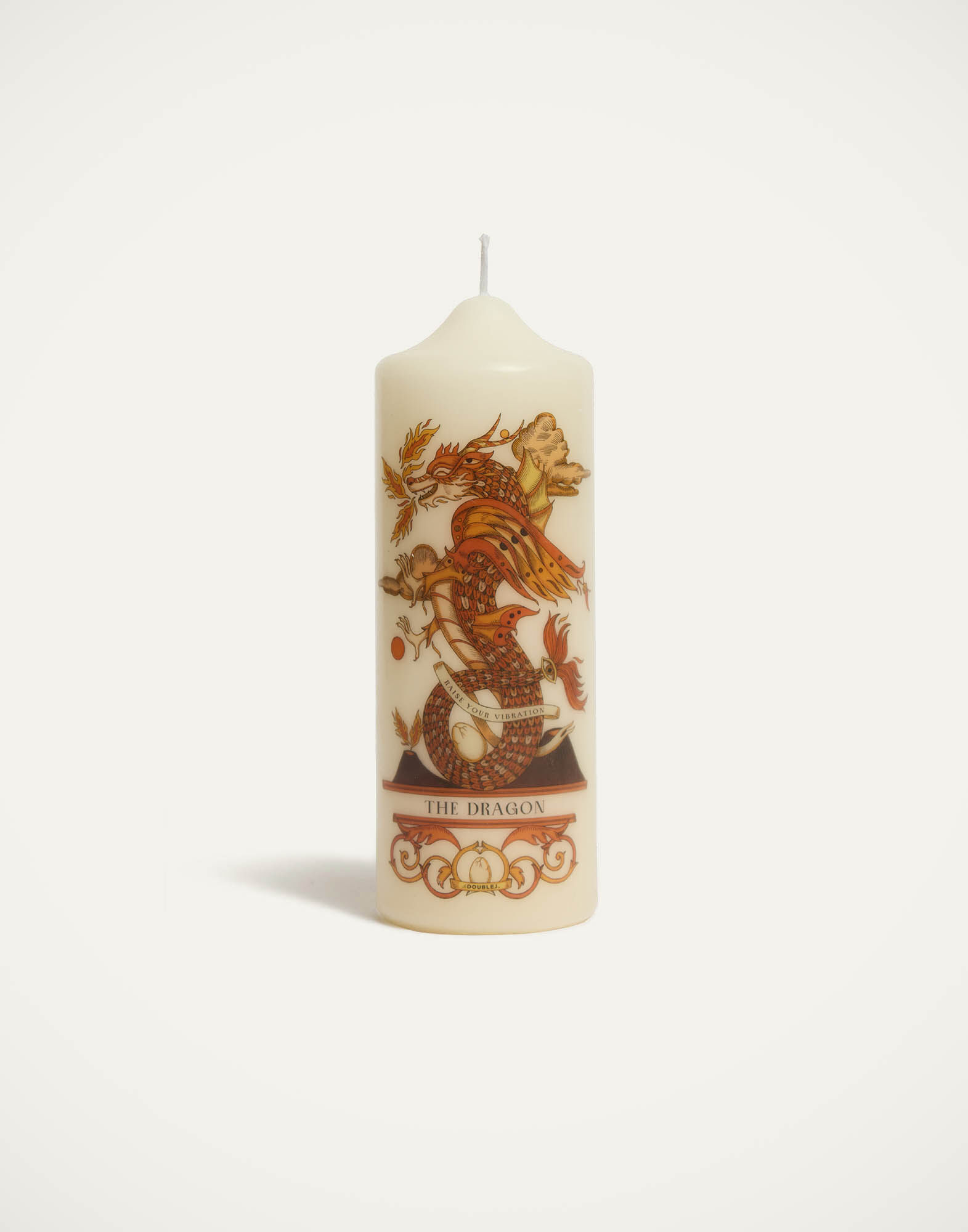 La DoubleJ Printed Pillar Candle The Dragon Multicolor CAN0011WAX001DRG01MU01