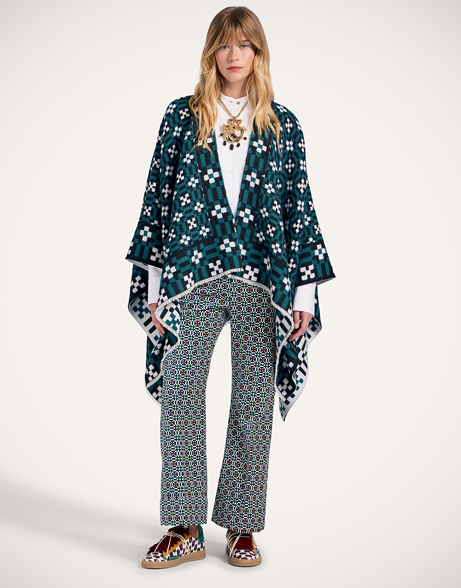 La DoubleJ Soul Poncho Byte Plac&eacute;e Green SCA0059WOL025BYT02GR02