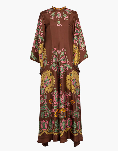 La DoubleJ Magnifico Dress Folky Hearts Chocolate Placée DRE0232SIL006FLH0007