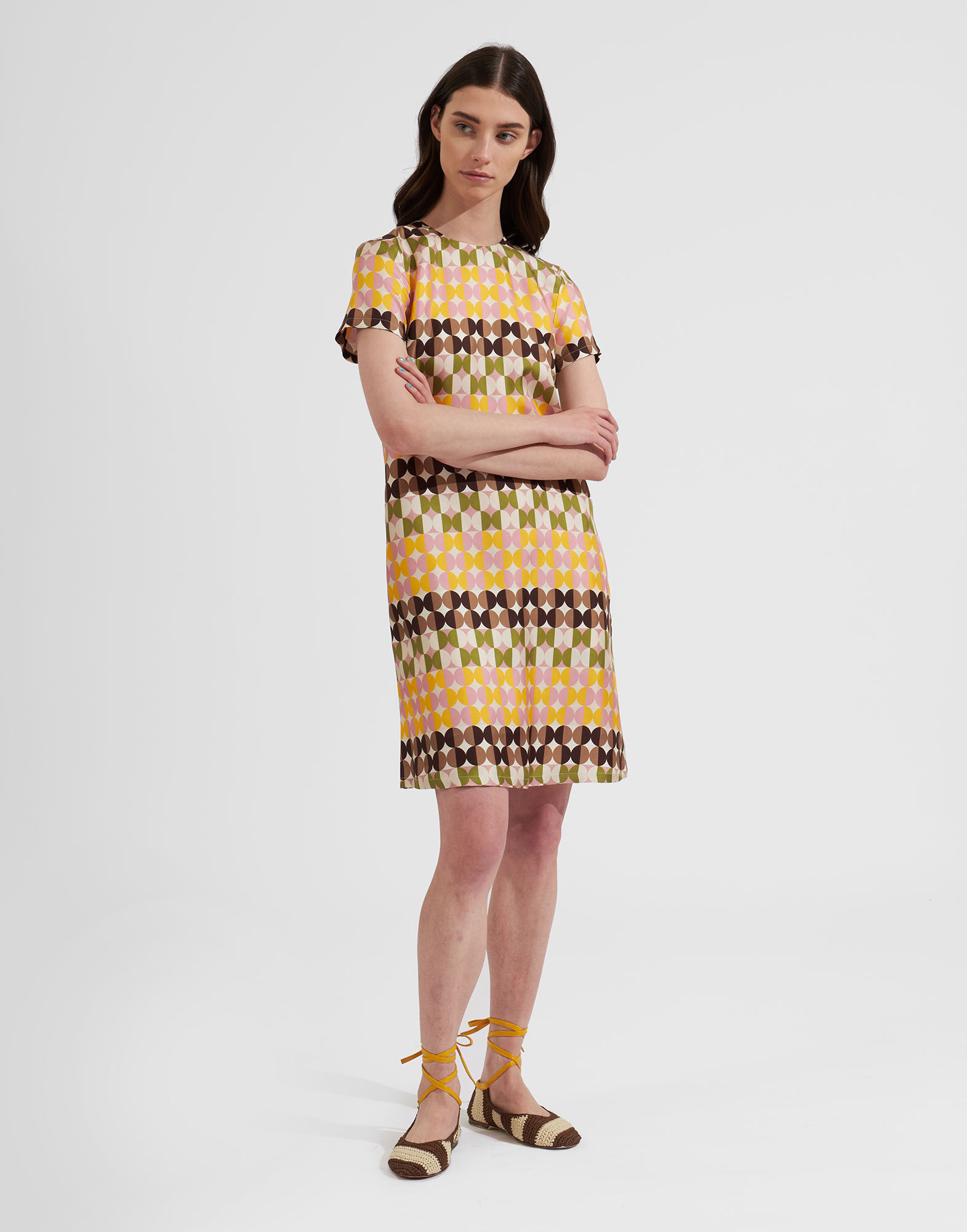 La DoubleJ Mini Swing Dress Mezzaluna Chocolate DRE0159SIL001MEZ01BR07