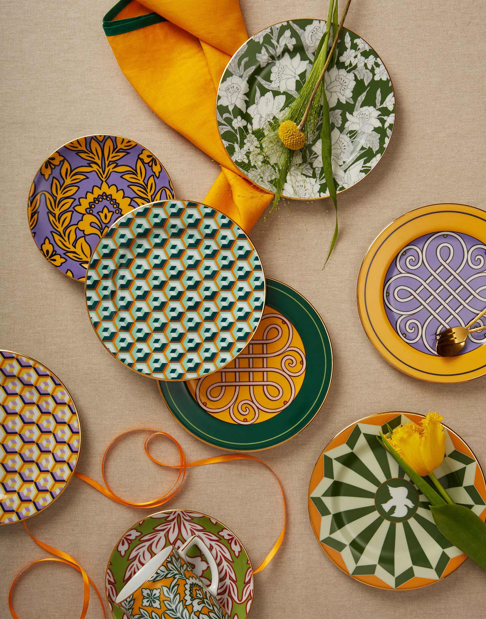 La DoubleJ Dessert Plates Set Of 2 Cortile Green DIS0063CER001CRL0005