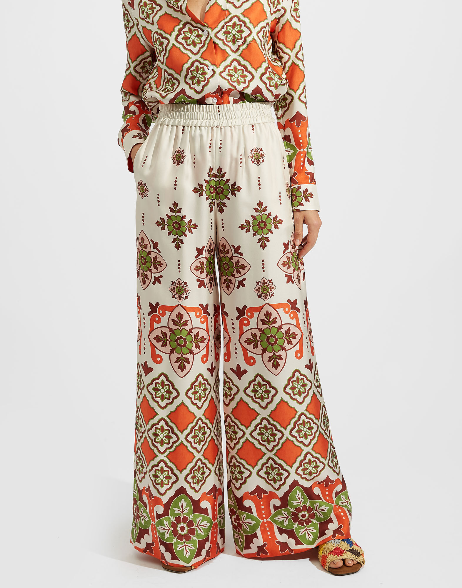 La DoubleJ Palazzo Pants Partenope Plac&eacute;e TRO0003SIL001PRT01OR02