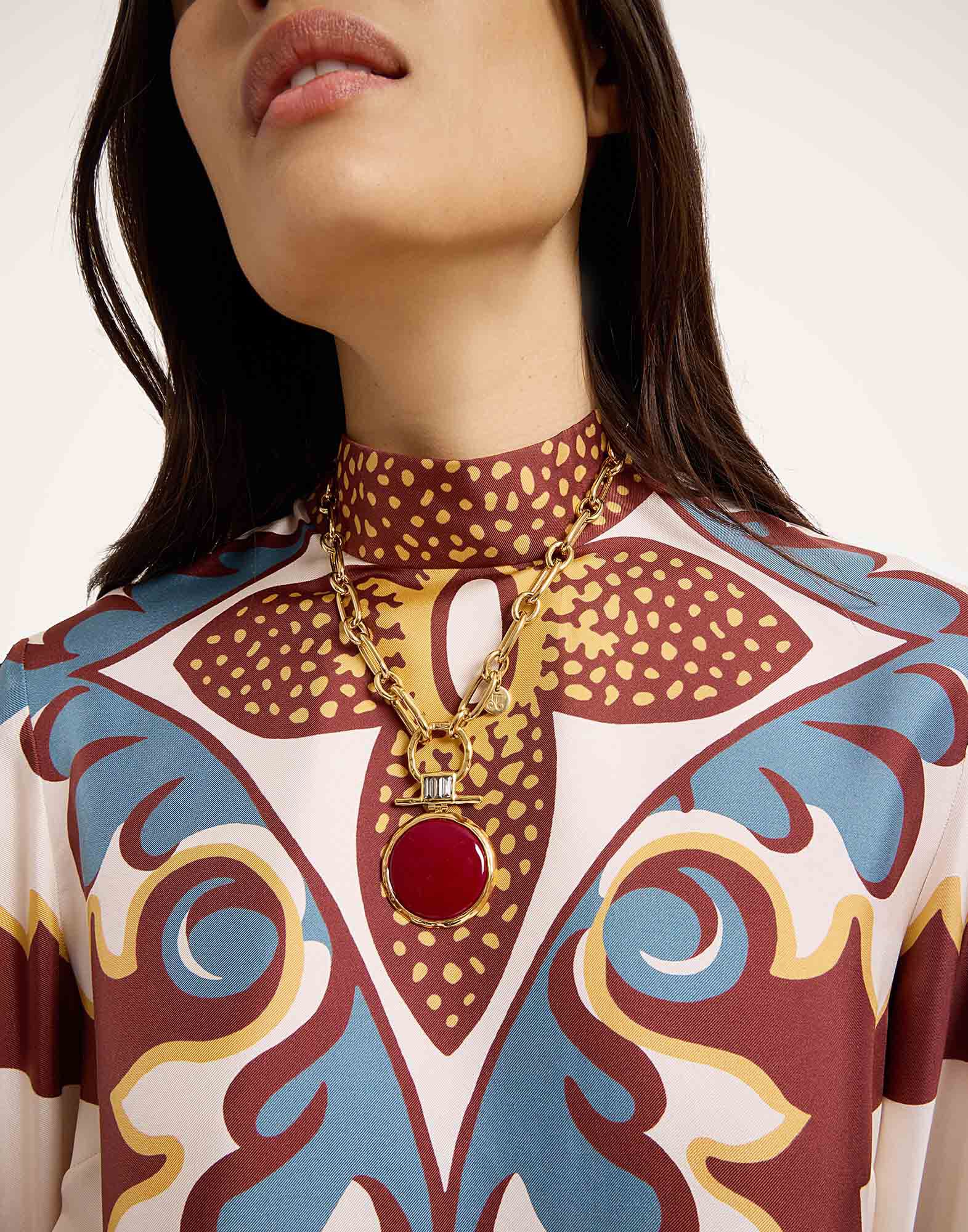 La DoubleJ Make An Exit Top Palazzo Plac&eacute;e Chocolate TOP0141SIL006PAL08BR07