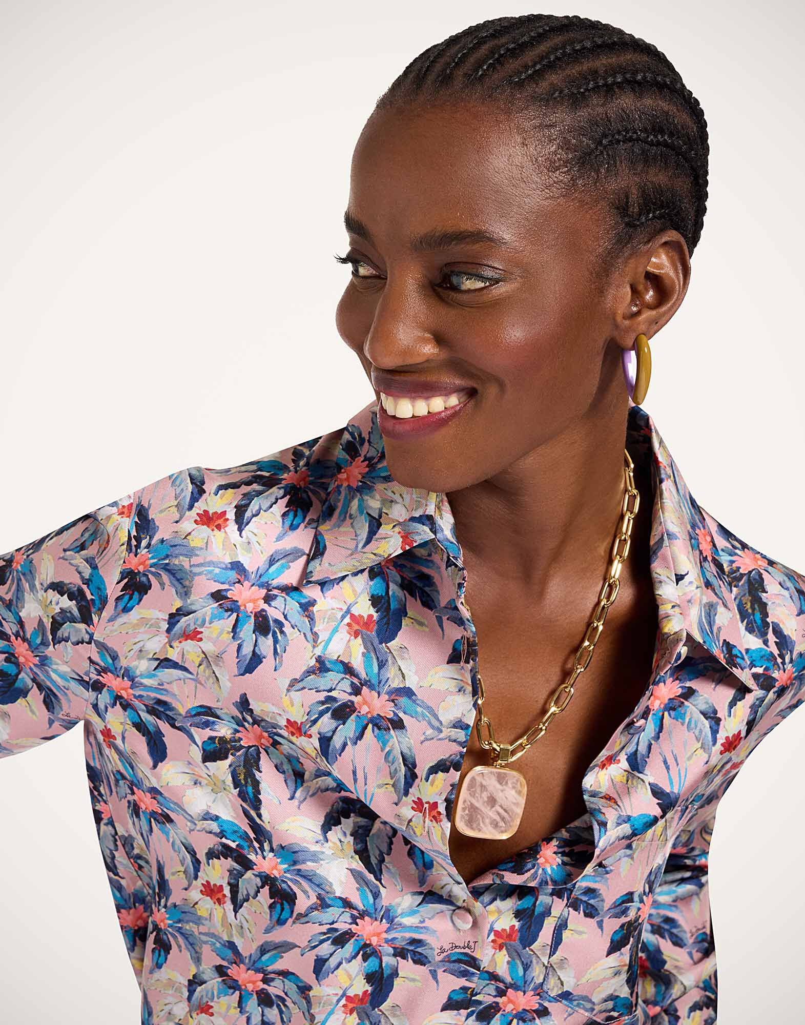 La DoubleJ Boy Shirt Mini Tropicana Mauve SHI0001SIL001TRC02PU06