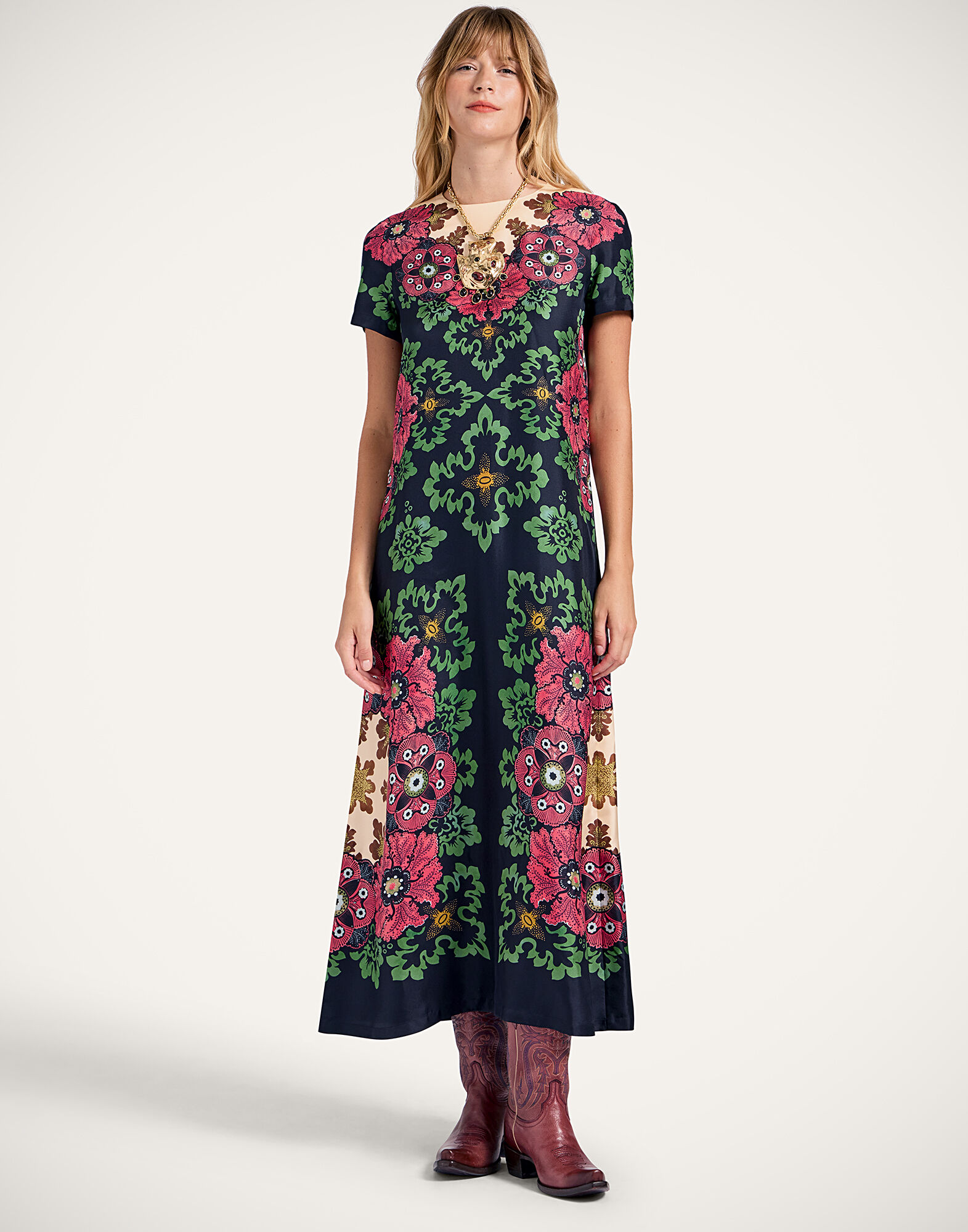 La DoubleJ Swing Dress Bounty Plac&eacute;e Red DRE0128SIL006BOU01RE01