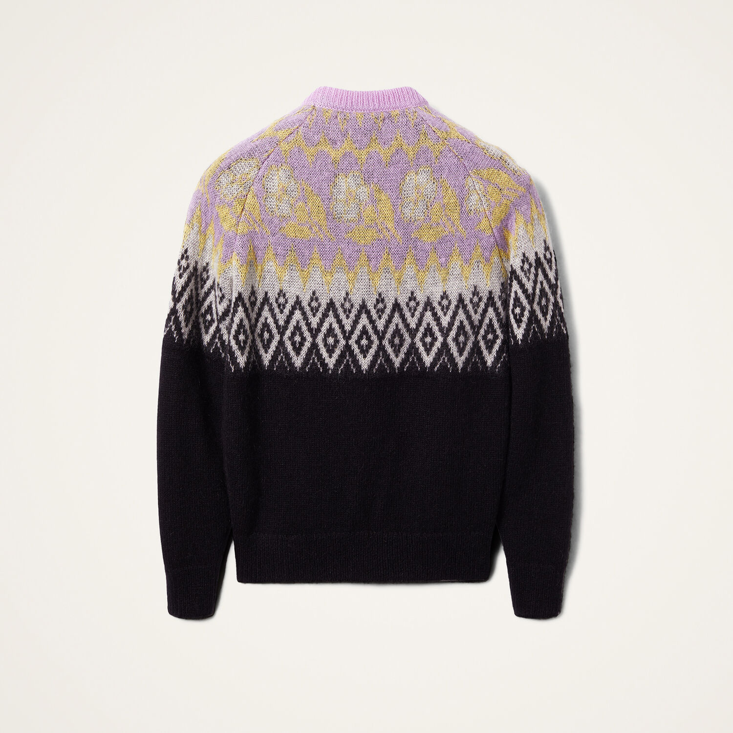 La Doublej Slope Fair Isle Sweater In Black In Black & Lilac