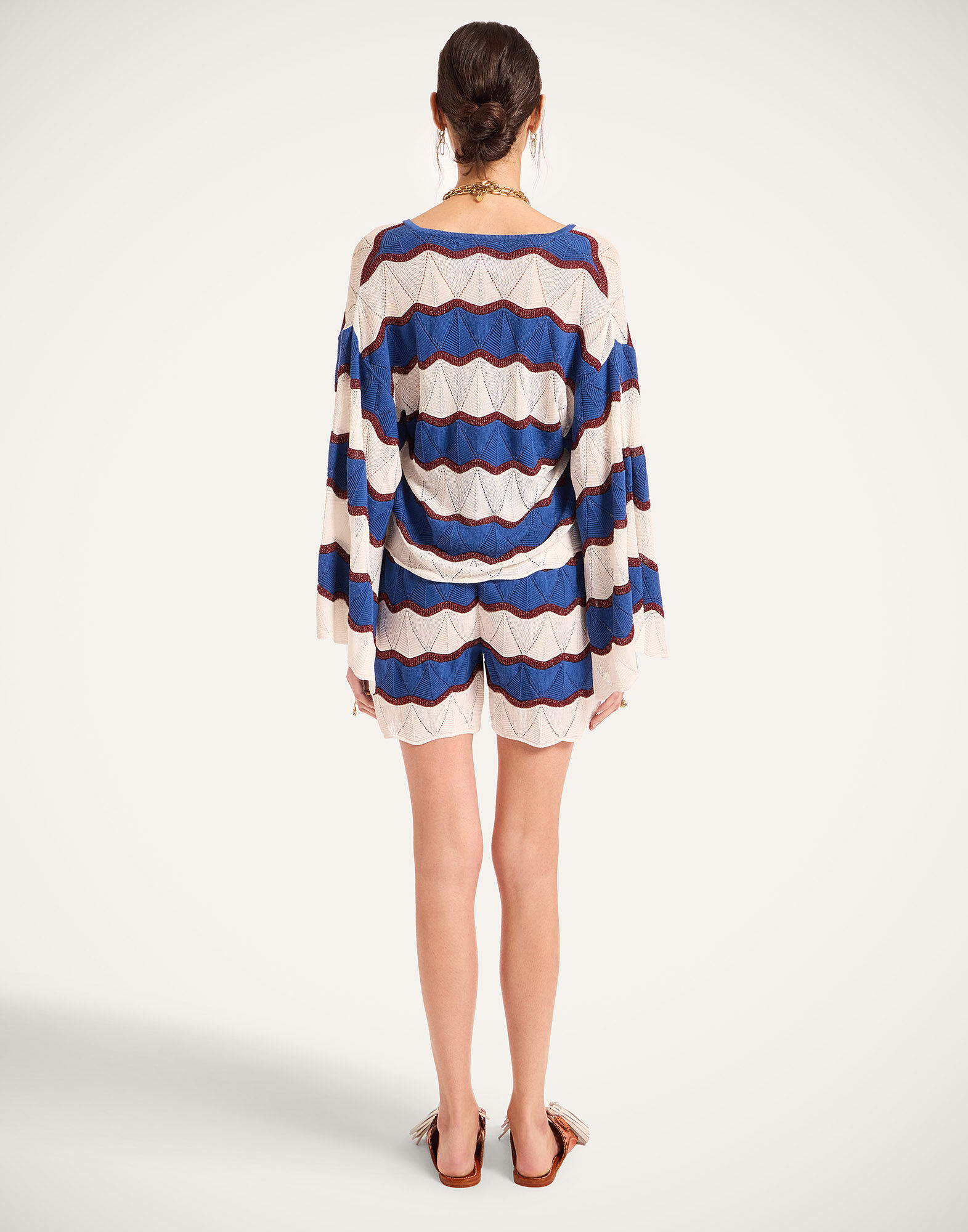 La DoubleJ Hang Ten Shorts Color Block Ivory & Blue TRO0189KNI195VA430BR05