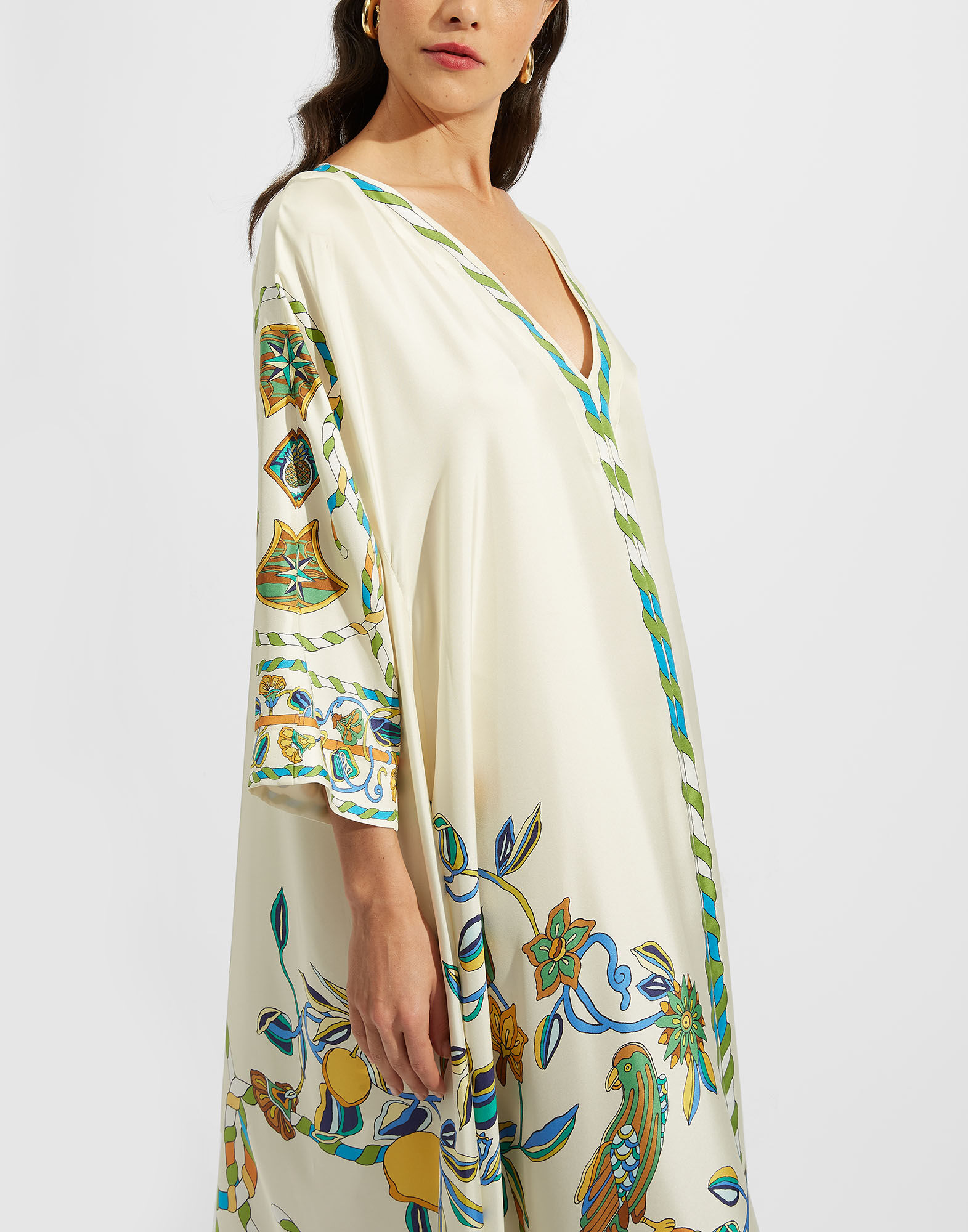 La DoubleJ Muumuu Dress Borboni Plac&eacute;e White DRE0225SIL006BRN03WH01