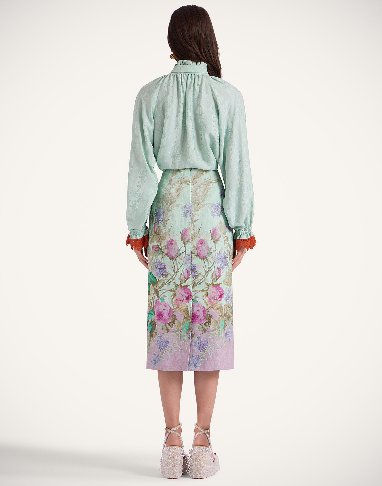 La DoubleJ Pencil Skirt Heath Plac&eacute;e Mint SKI0011COT005HEA02GR11