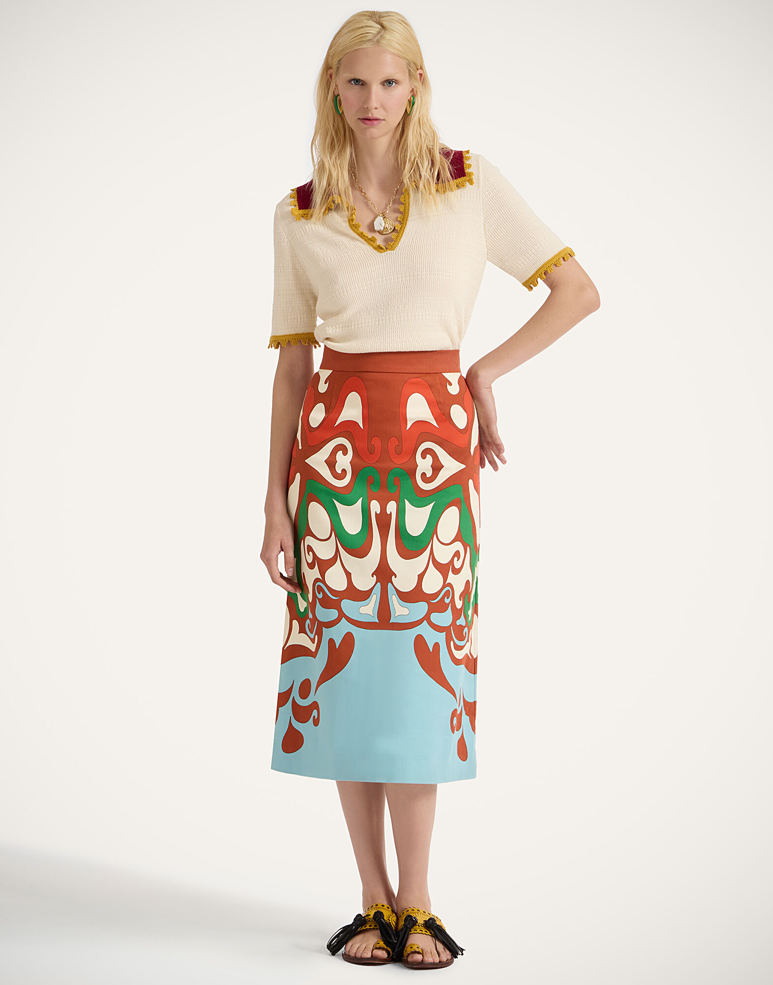 La DoubleJ Picket Polo Top Solid White PUL0273KNI154SOLIDWH01