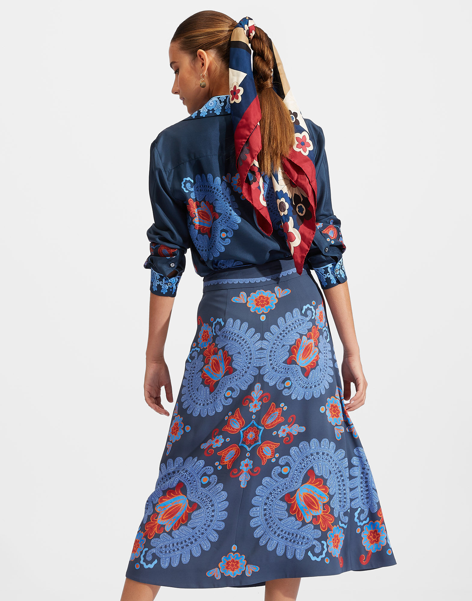 La DoubleJ Boy Shirt Folky Hearts Blue Plac&eacute;e SHI0040SIL006FLH0005