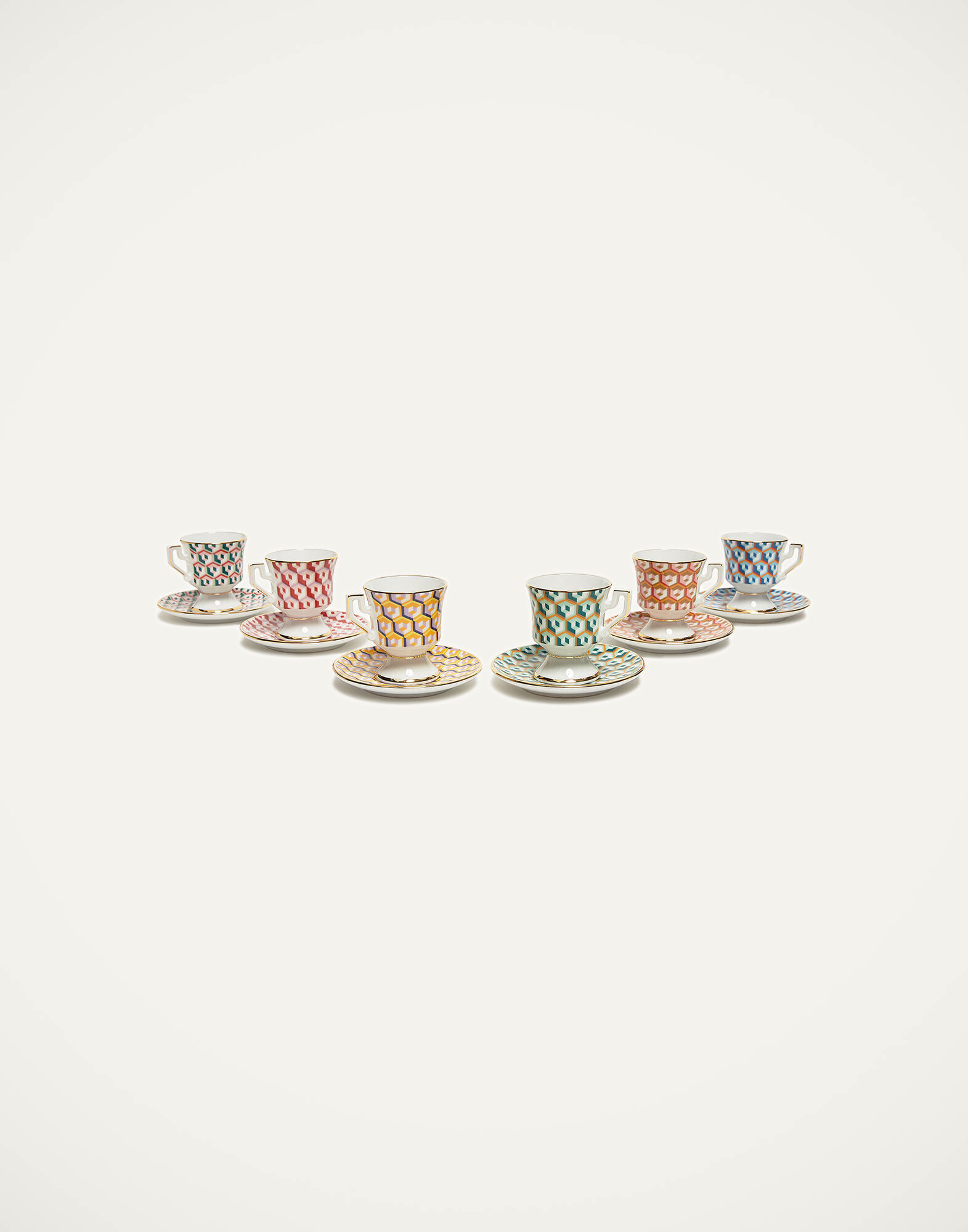 La DoubleJ Espresso Cup & Saucer Set of 6 Cubi Mix DIS0060CER001CUB0011