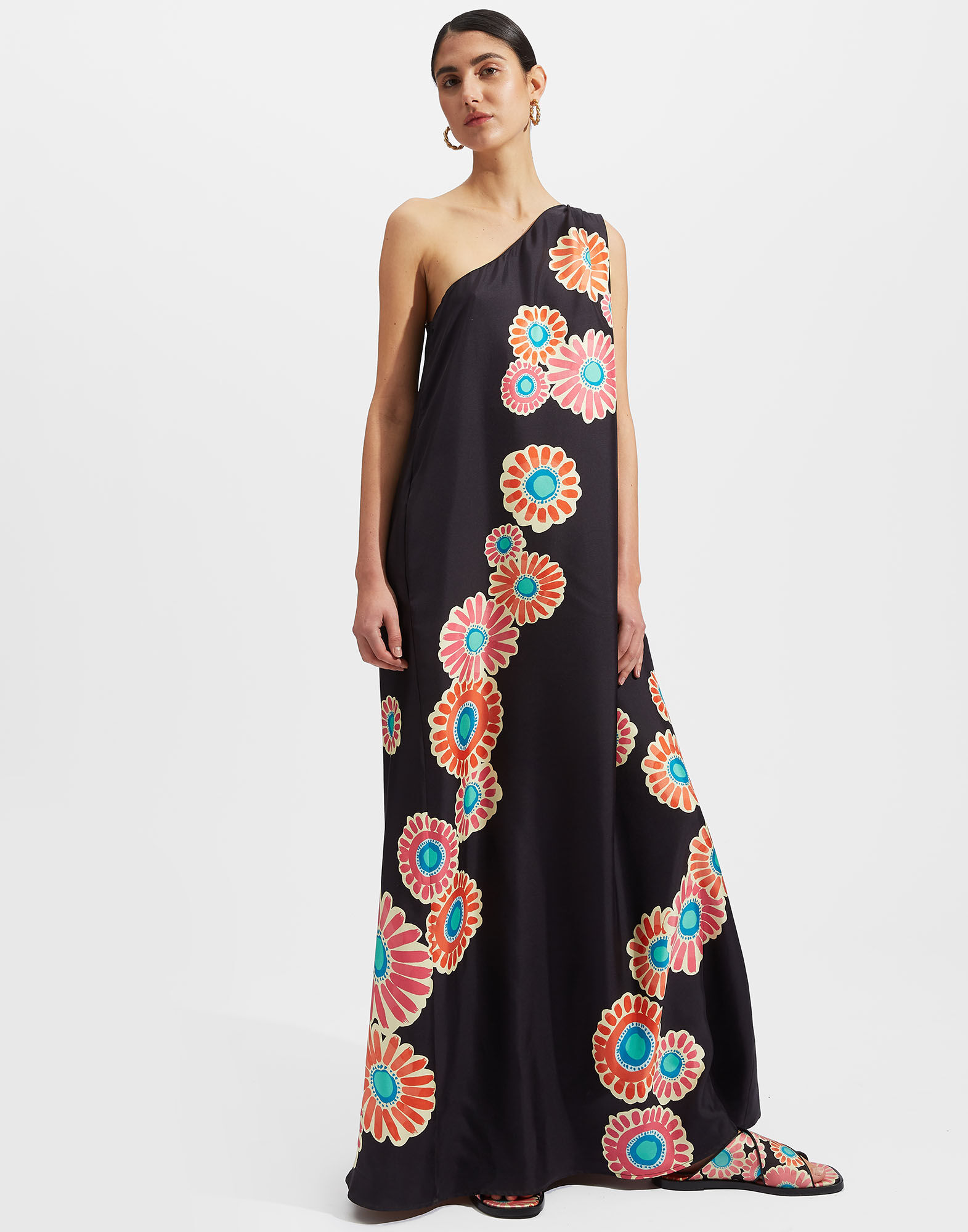 La DoubleJ Roy Dress Daisy Plac&eacute;e Black DRE0304SIL006DAY0006