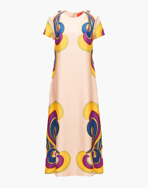 La DoubleJ Swing Dress Rainbow Swirl Rosa Placée DRE0128SIL006RAS0003