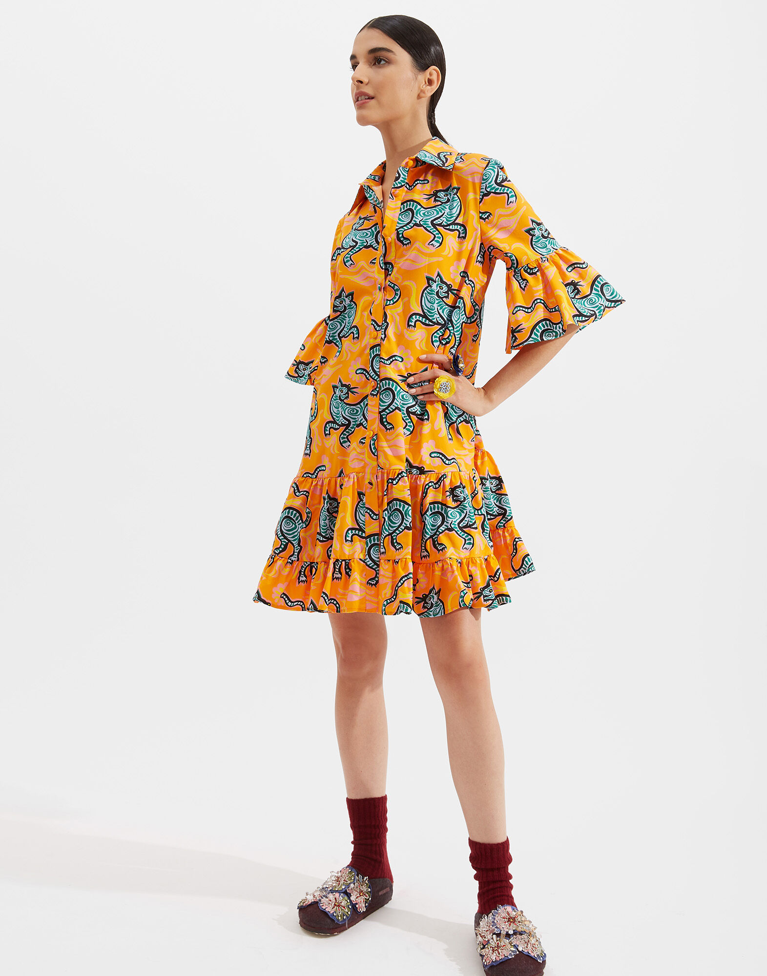 La DoubleJ Choux Dress Crazy Tigers DRE0193COT001TIG0001