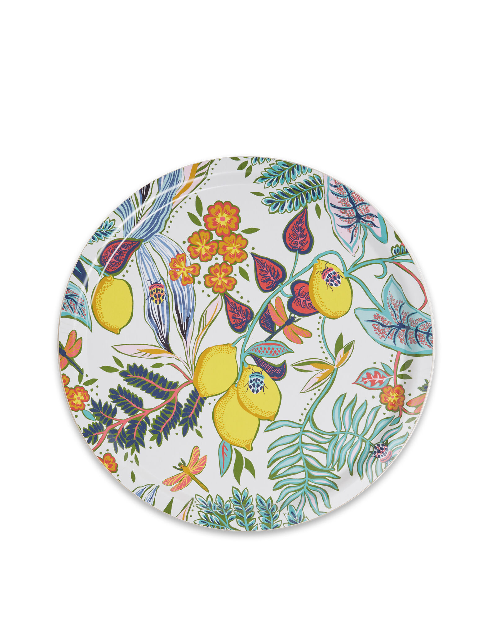 La DoubleJ Round Printed Tray Botanical TRA0002WOD001BOT0006