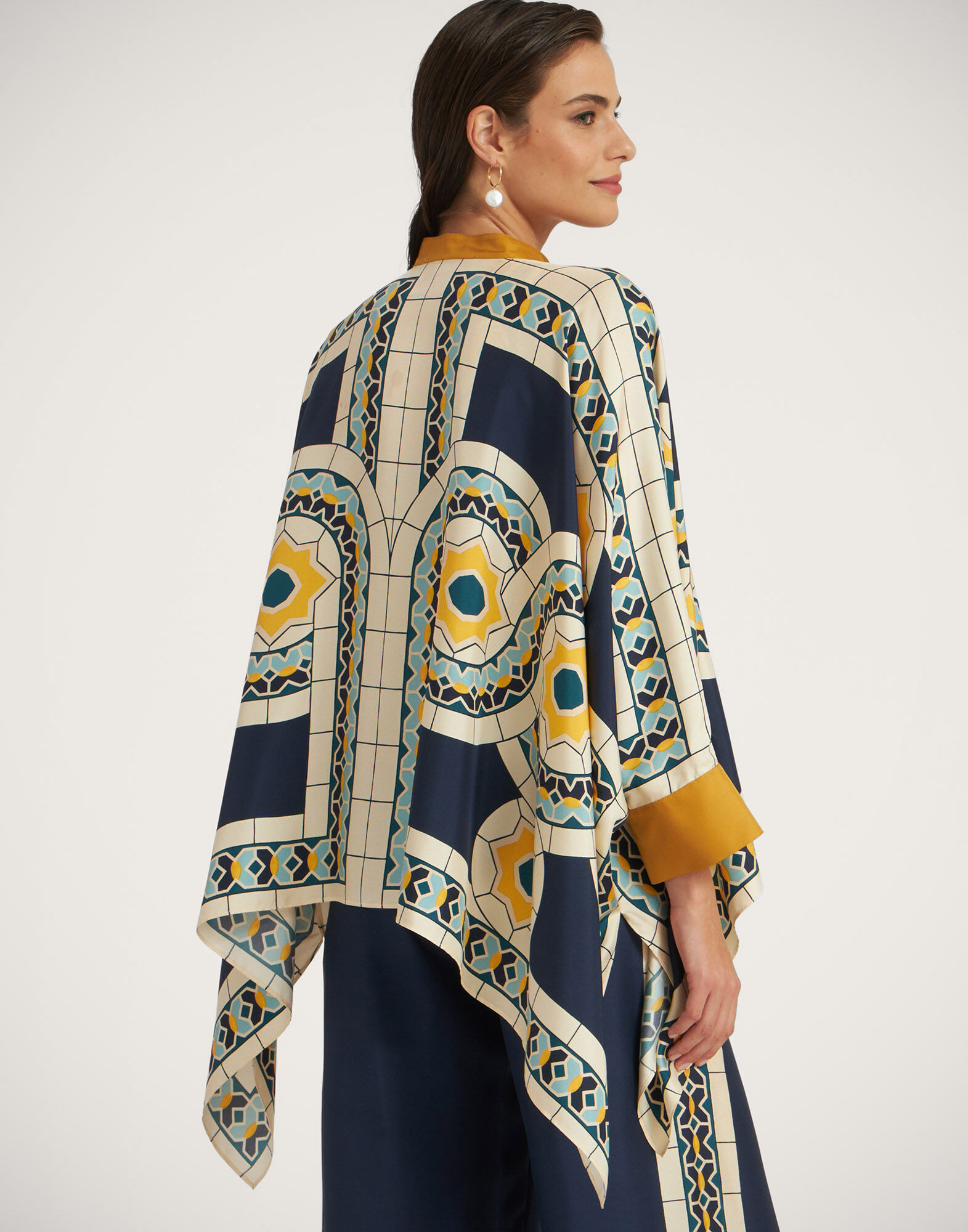 La DoubleJ Foulard Shirt Mudejar Plac&eacute;e Blue SHI0059SIL006MUD01BU03