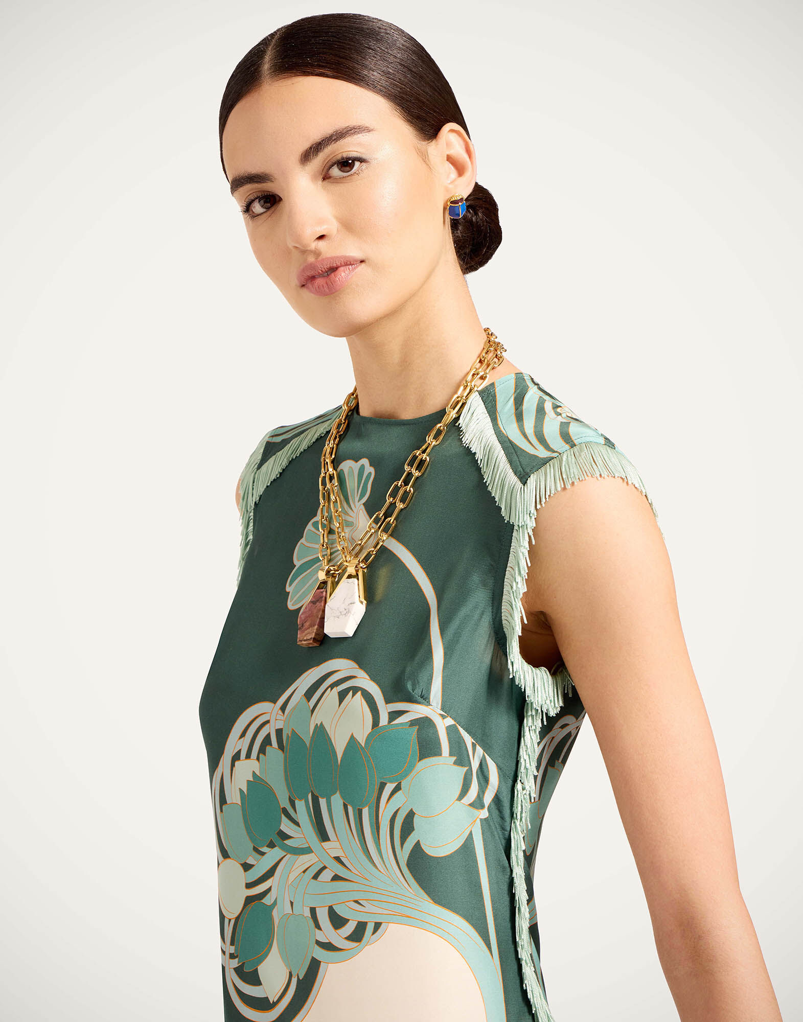 La DoubleJ Scarf Dress Blooming Tulip Plac&eacute;e Dark Green DRE0964SIL009BTU01GR03