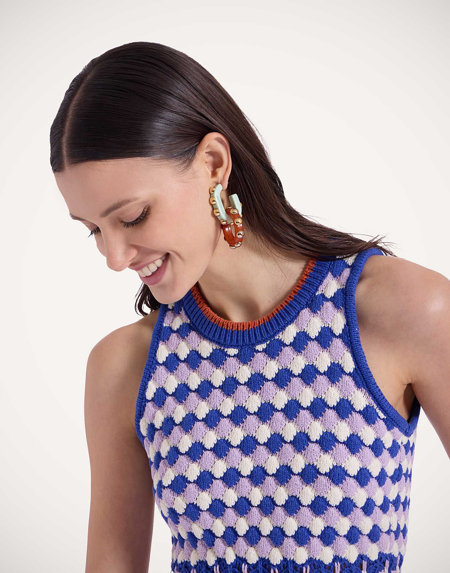 La DoubleJ Double Hoop Earrings Solid Orange EAR0048POL004SOLIDOR02