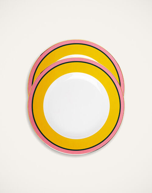La DoubleJ Dinner Plates Set Of 2 Rainbow Yellow DIN0002CER001RAI01YE02