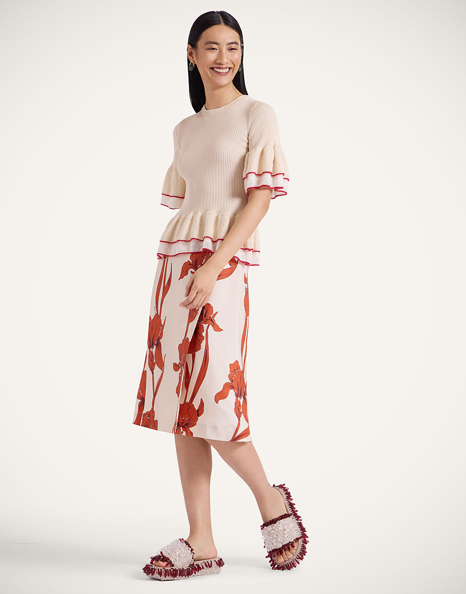 La DoubleJ Pareo Midi Skirt Iris Dark Orange SKI0145SIL001IRS04OR03