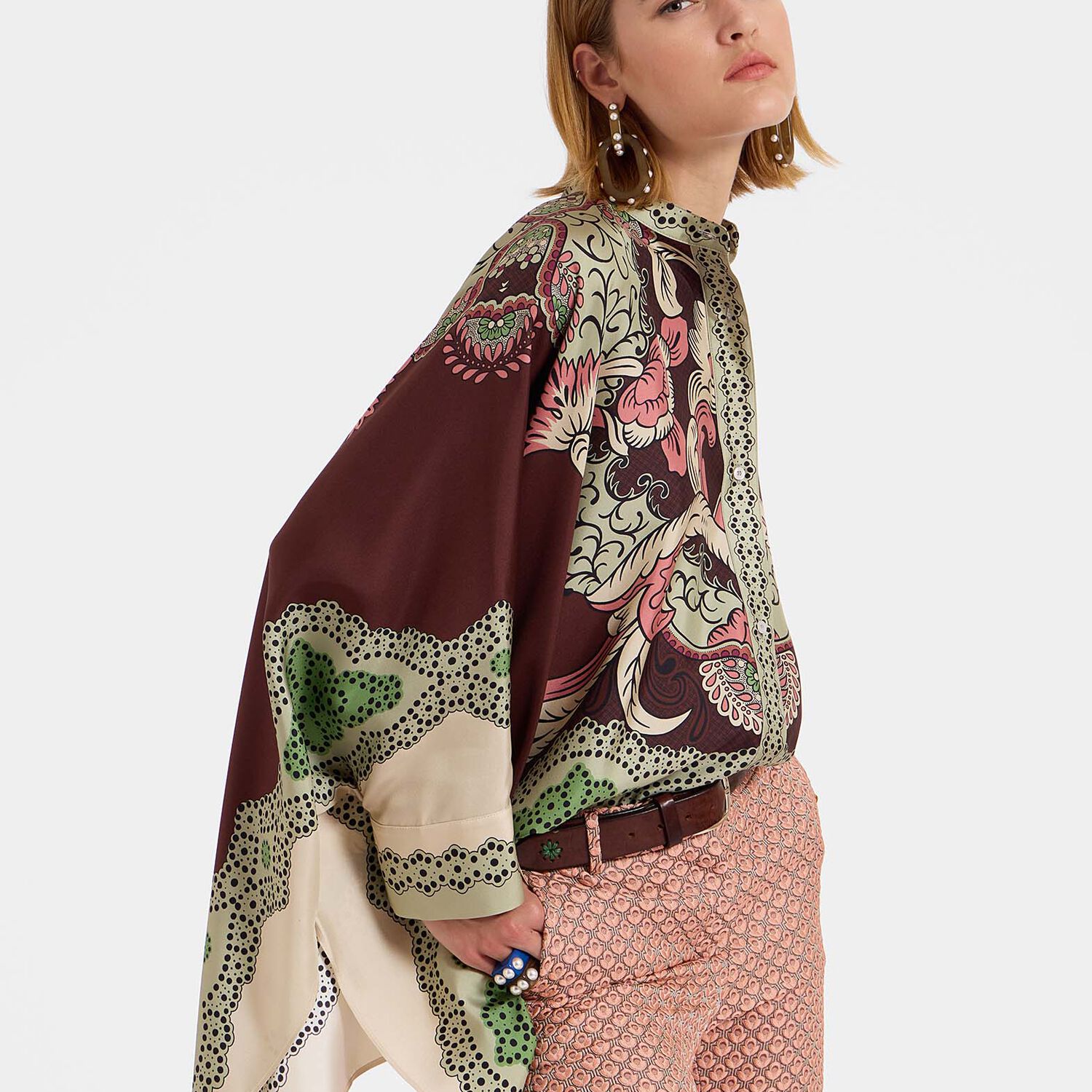 Shop La Doublej Foulard Shirt In Portal Placée Brown