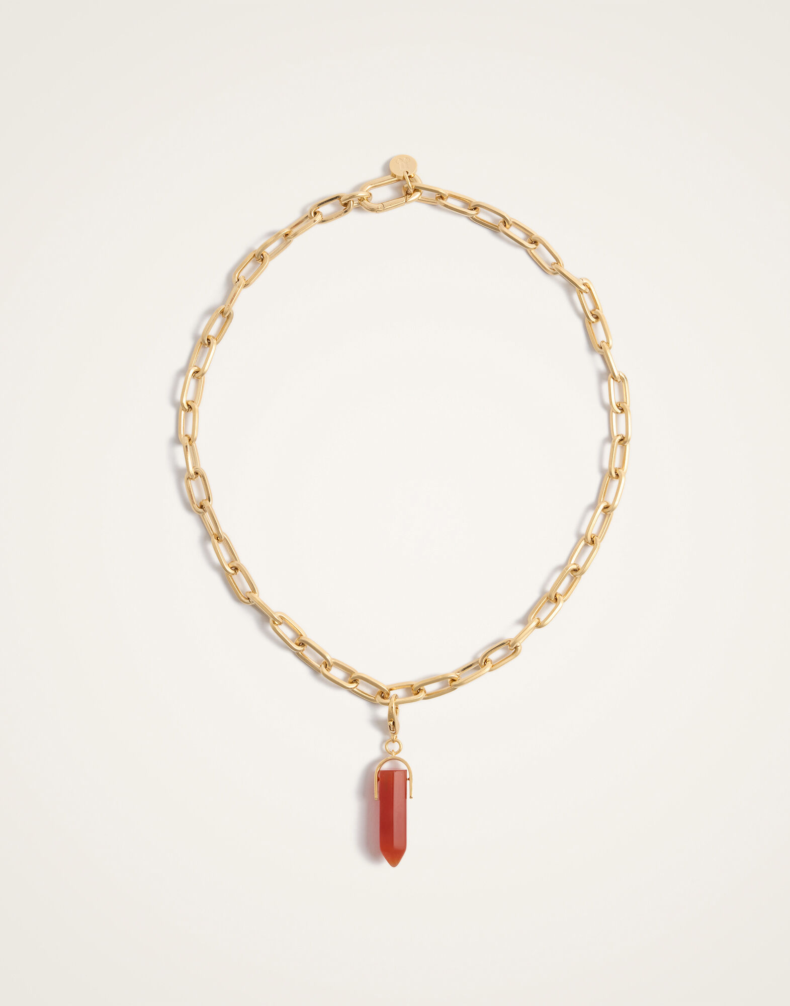 La DoubleJ Pillar Charm 24K Gold Plate & Red Agate CHM0017BRA003AGA01YE05