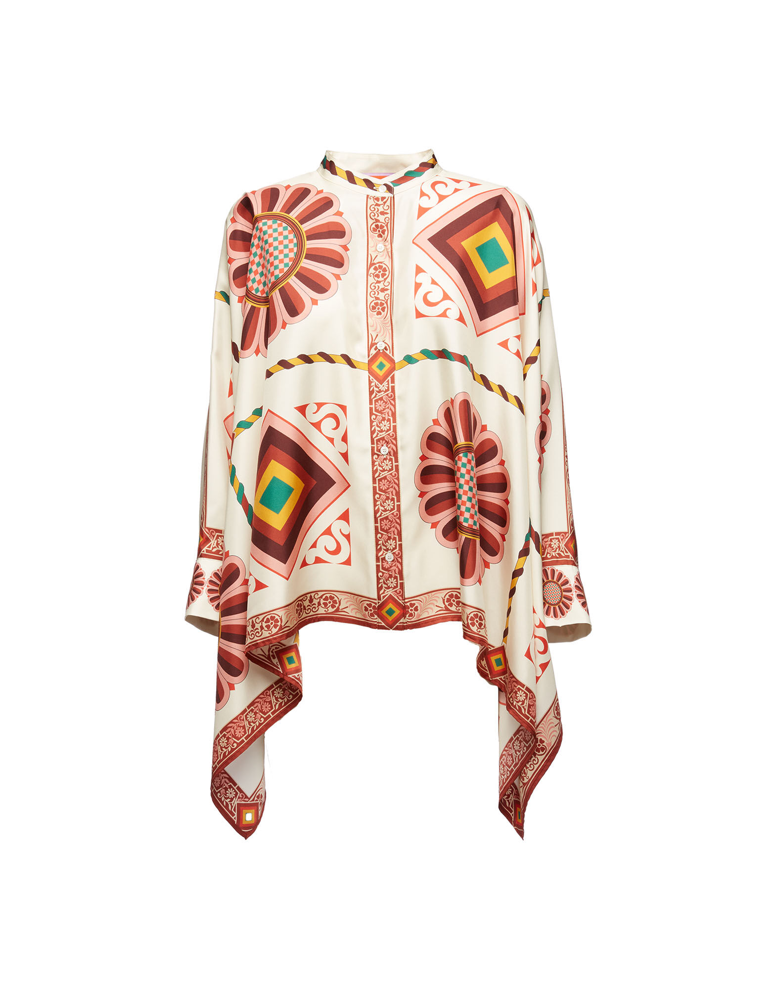 La DoubleJ Foulard Shirt Macro Tiles Plac&eacute;e SHI0059SIL006MAC01WH01