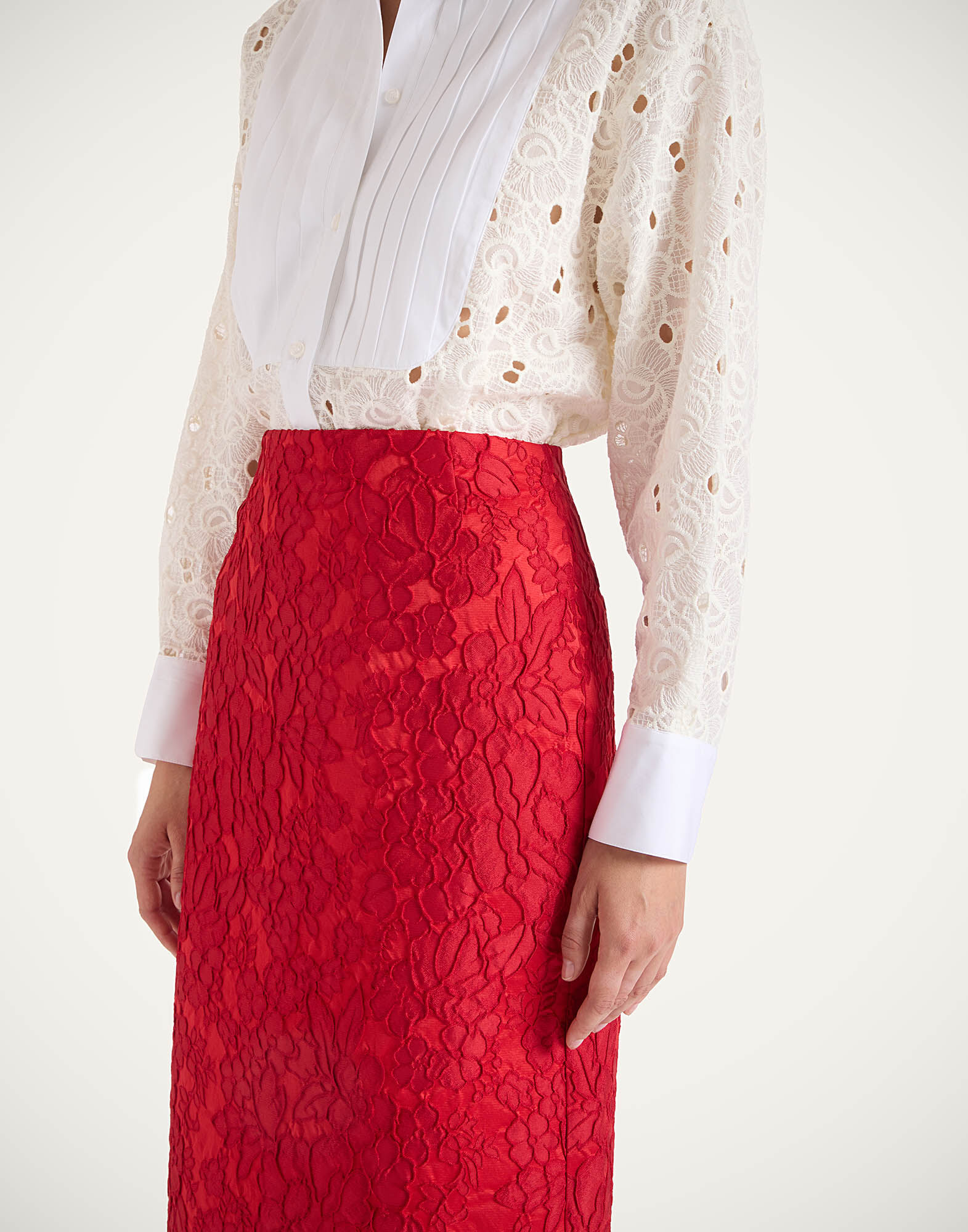 La DoubleJ Pencil Skirt Peony Red SKI0011JCQ111PEO04RE01