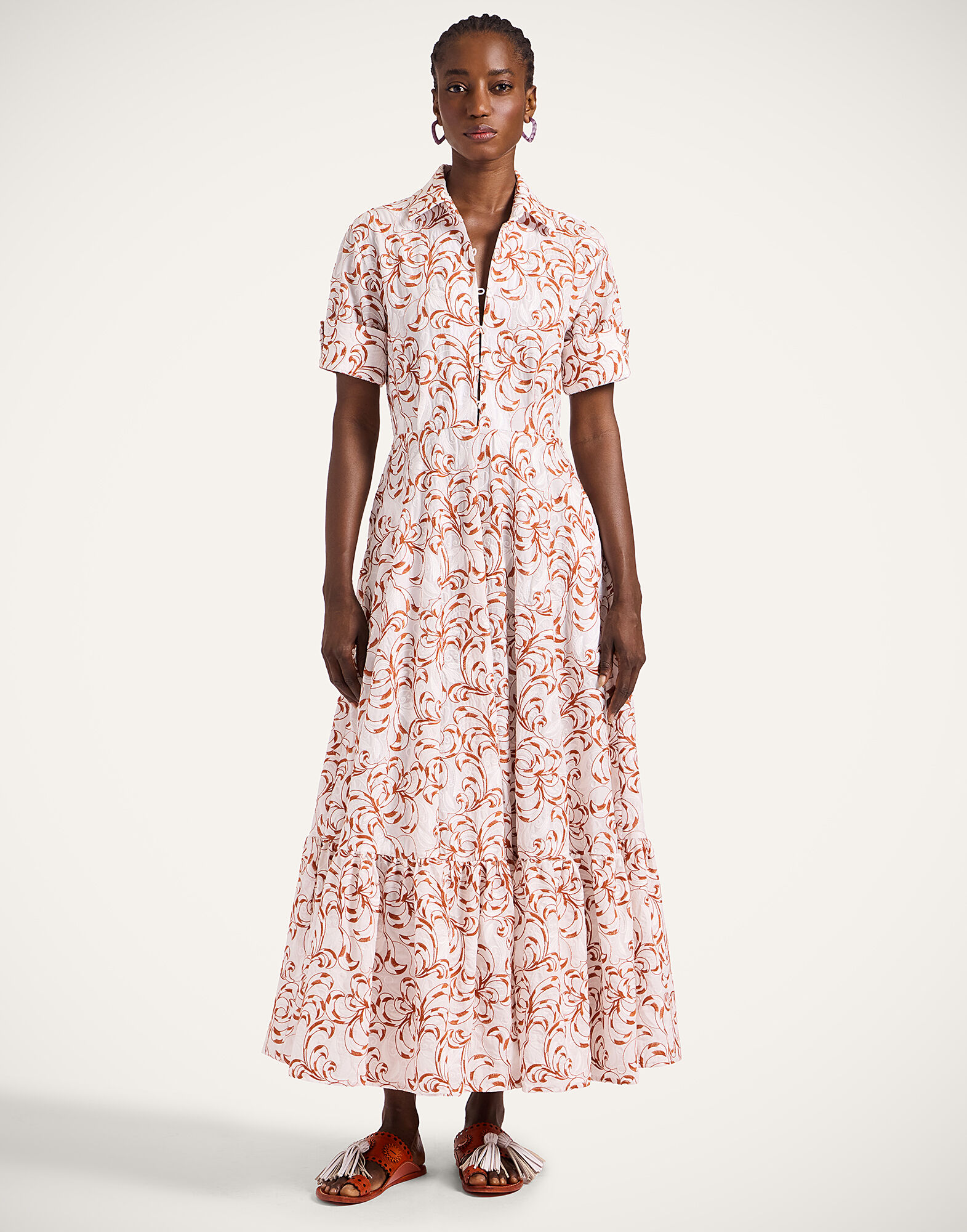 La DoubleJ San Pietro Dress Fern White DRE0900COT076FRN01WH01