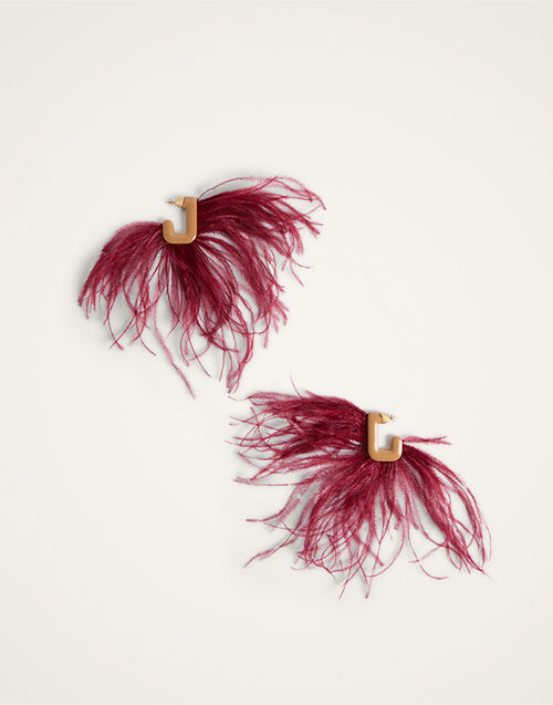 La DoubleJ Ostrich Earrings Resin And Ostrich Feathers EAR0083POL022SOLIDRE02