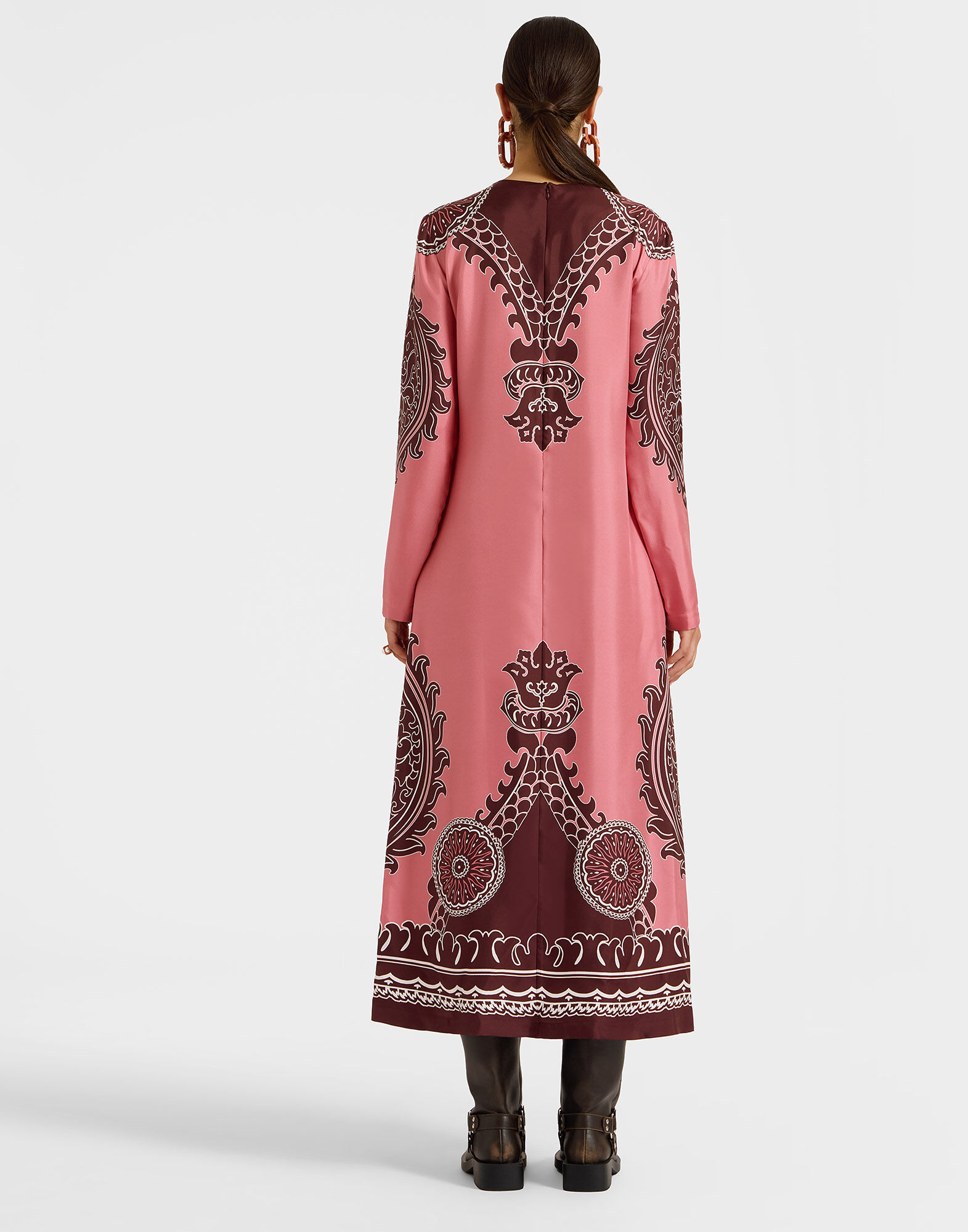 La DoubleJ Long Sleeve Swing Dress Oltrarno Plac&eacute;e Pink DRE0231SIL006OLT03PI01