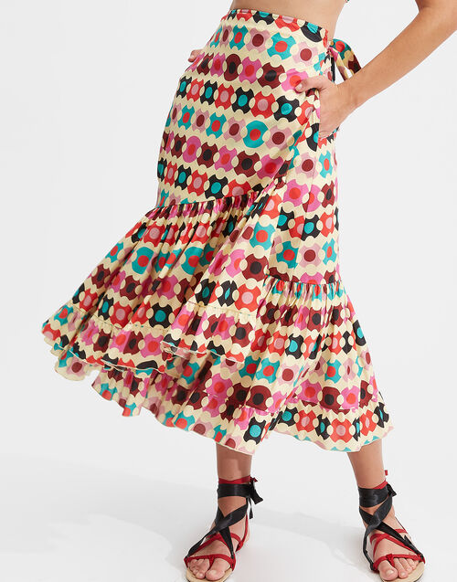 LaDoubleJ Wrap Skirt Groovy Dot Giallo SKI0049COT020GRO0003