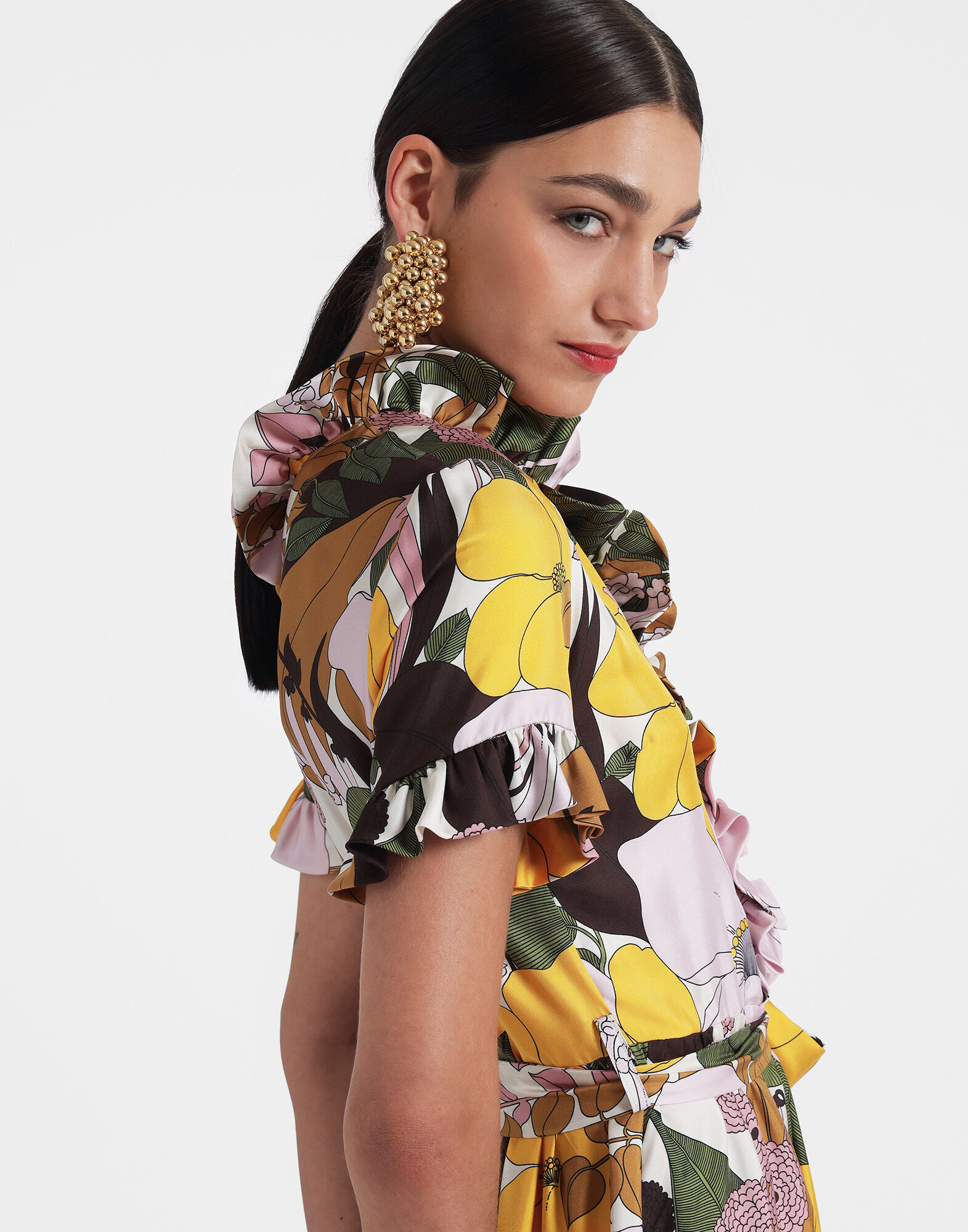 La DoubleJ Long And Sassy Dress Big Flower Rose DRE0017SIL001BFL03PI01