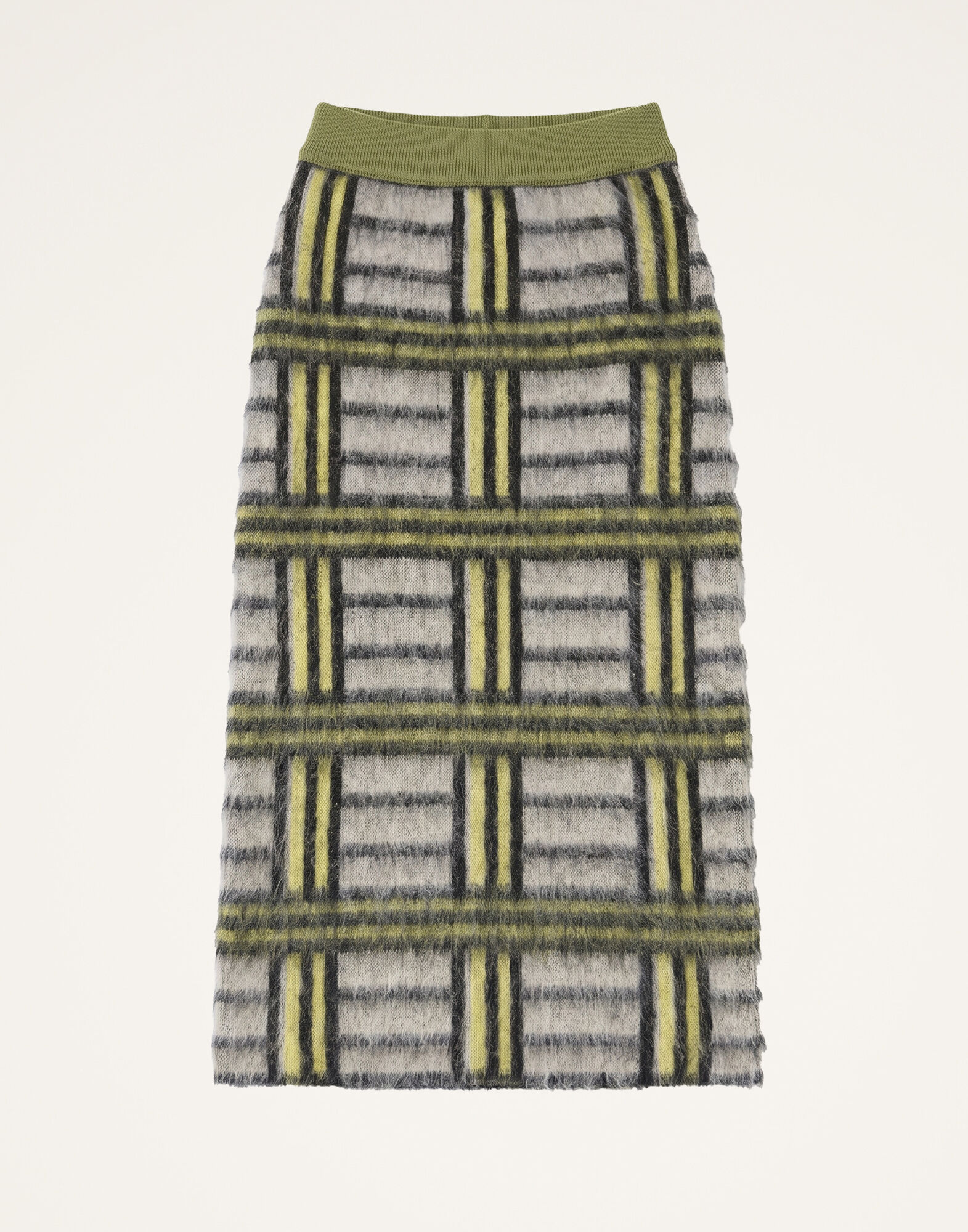 La DoubleJ All-In Skirt Kells Check Ecru, Light Green, and Black SKI0134KNI220VA519BR05