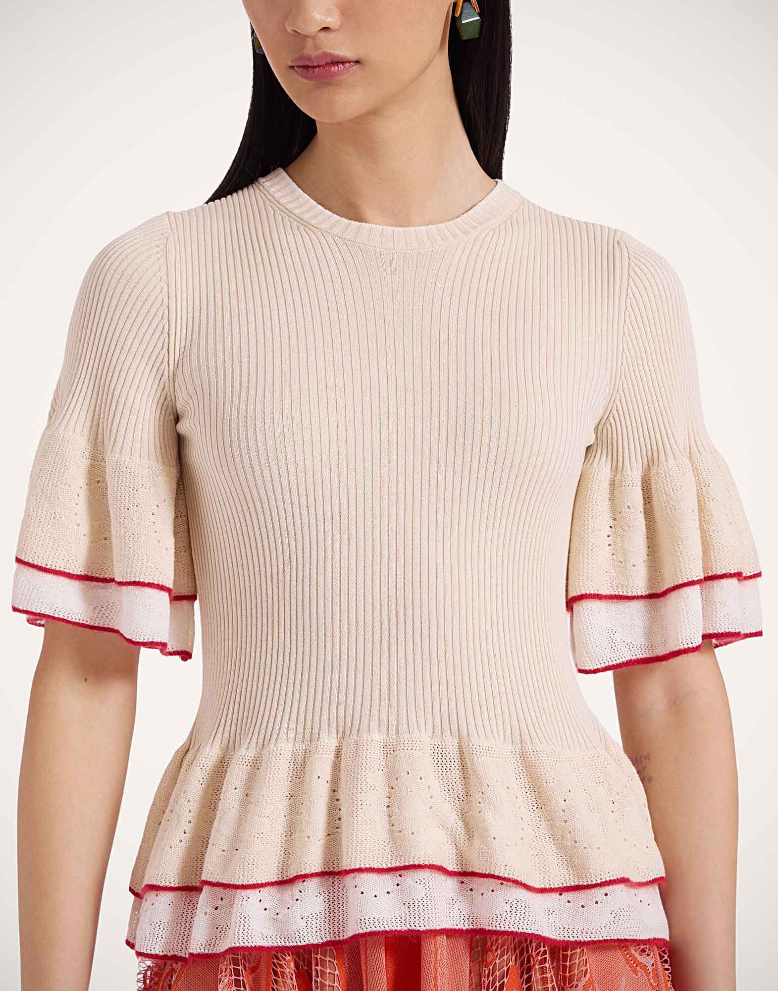 La DoubleJ Peplum Tee Solid Light Beige PUL0246KNI148VA335BR01