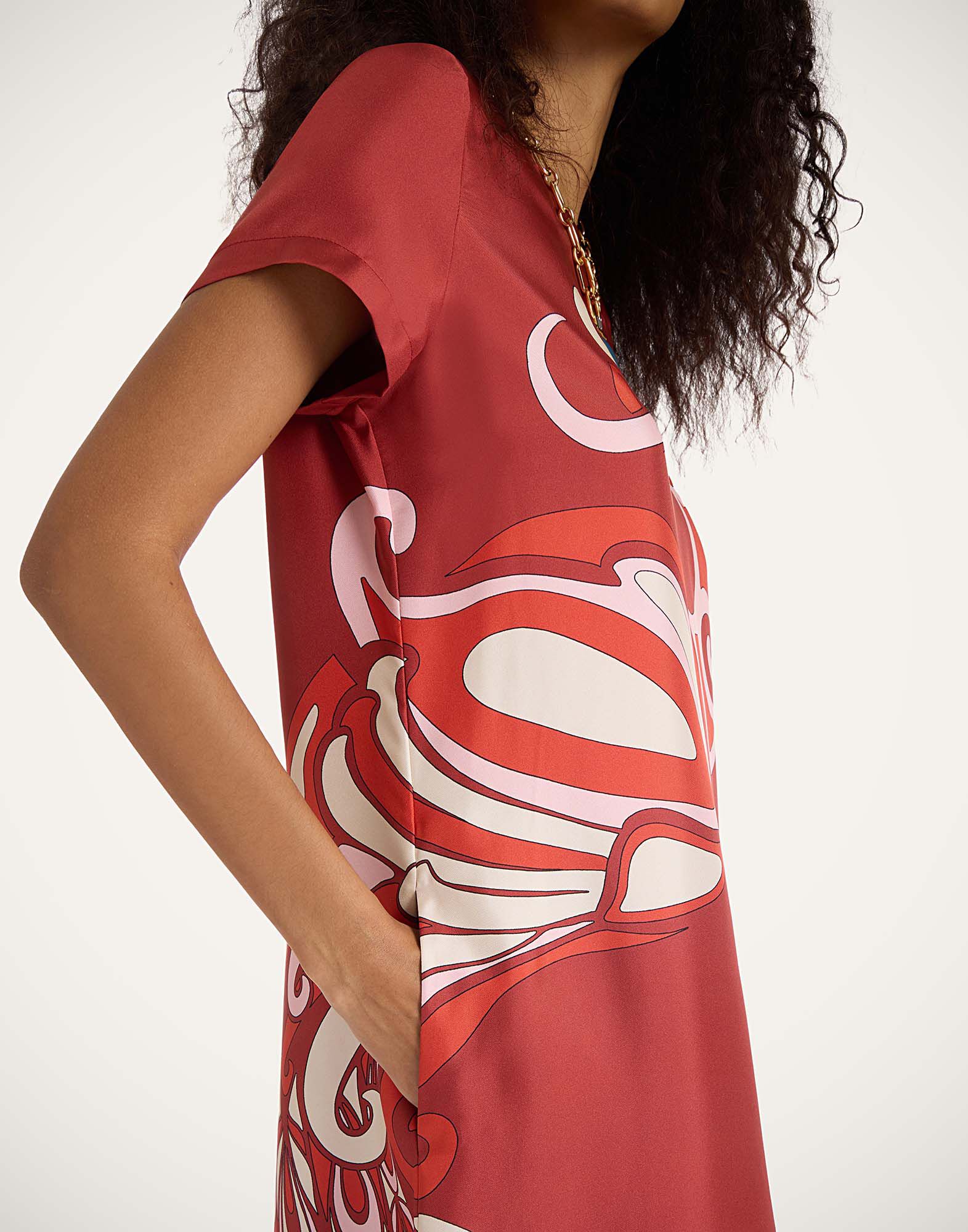 La DoubleJ Swing Dress Phoenix Plac&eacute;e Burgundy DRE0128SIL006PHO01RE02