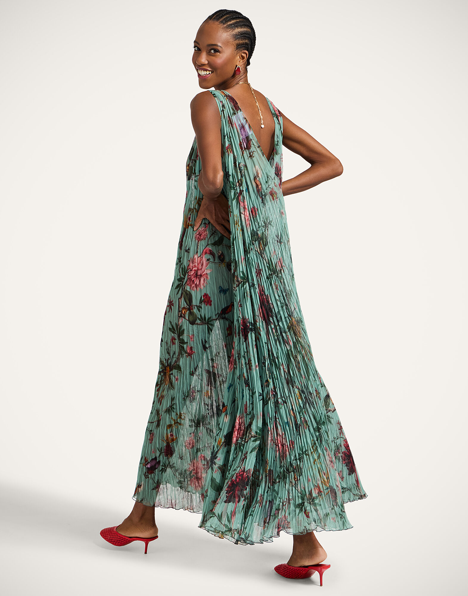 Twirling Long Dress in Zooflora Light Blue for Women | La DoubleJ US