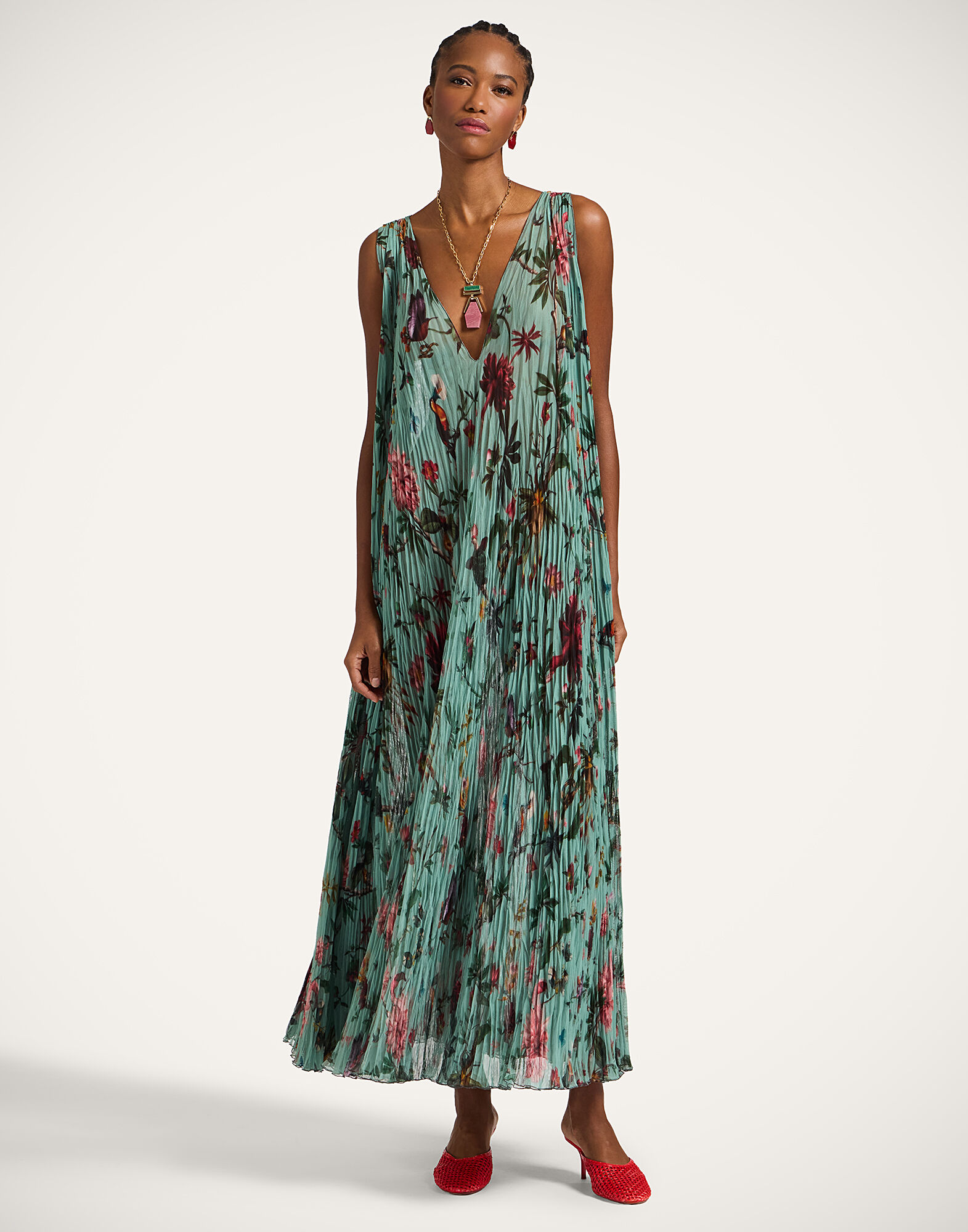 Twirling Long Dress in Zooflora Light Blue for Women | La DoubleJ US