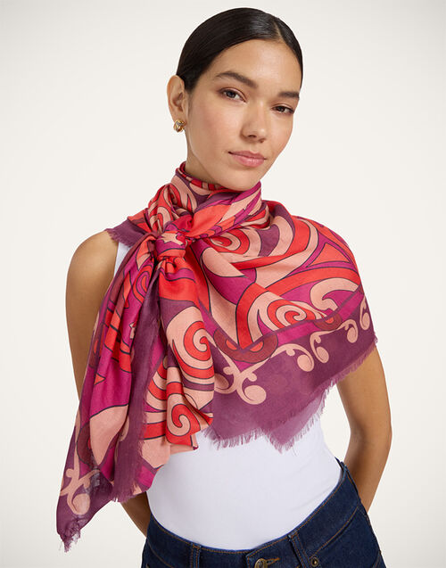 La DoubleJ Foulard 140 Alchemy Plac&eacute;e Dark Red SCA0060MOS001ALC03RE40