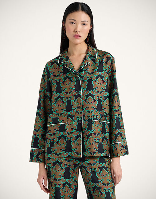 La DoubleJ Pajama Shirt Herald Black SHI0077SIL001ALD01BL01