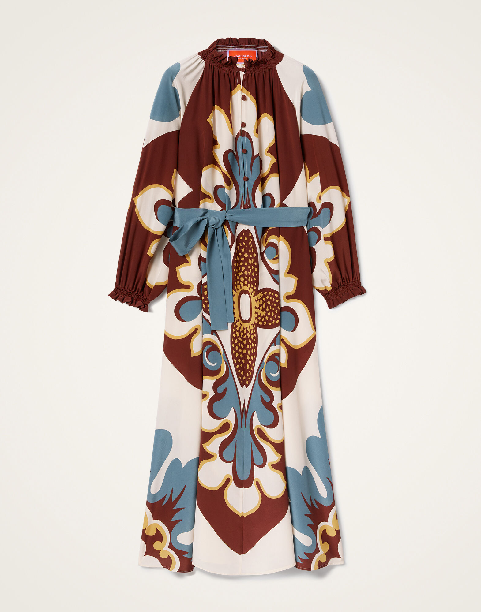 La DoubleJ Midi Cerere Shirt Dress Palazzo Plac&eacute;e Chocolate DRE0925CRE001PAL08BR07