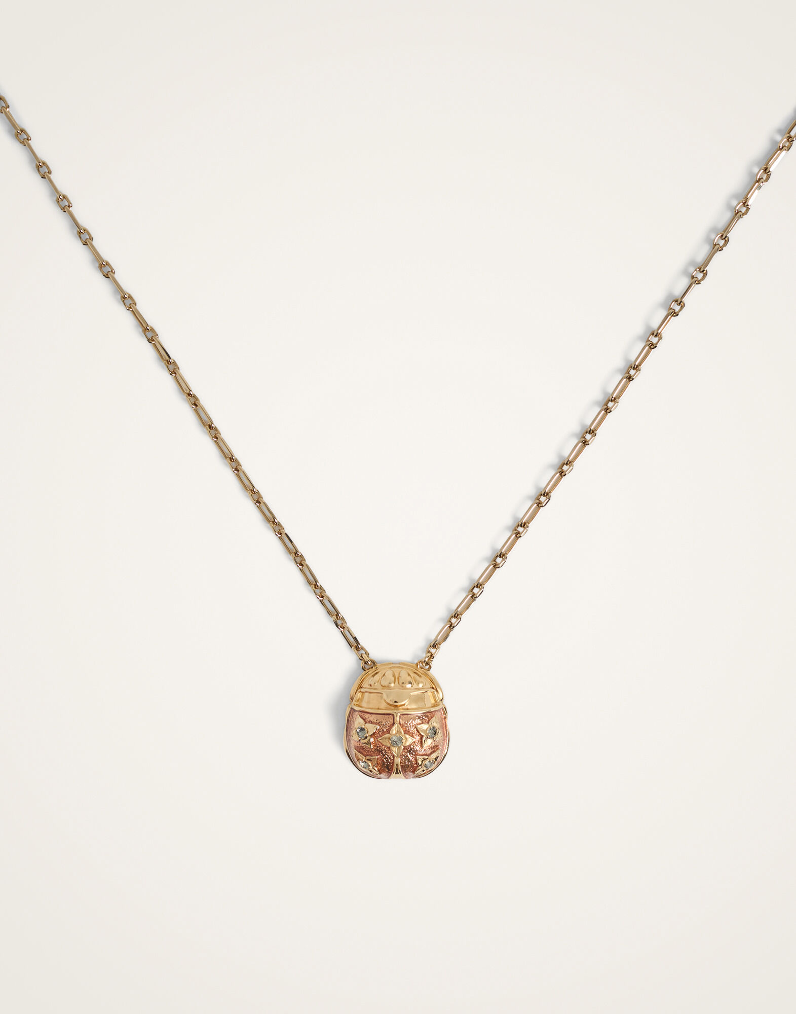 La DoubleJ Lady Scarab Necklace 24K Gold Plate & Rhinestone NEC0053MET002SOLIDPI01