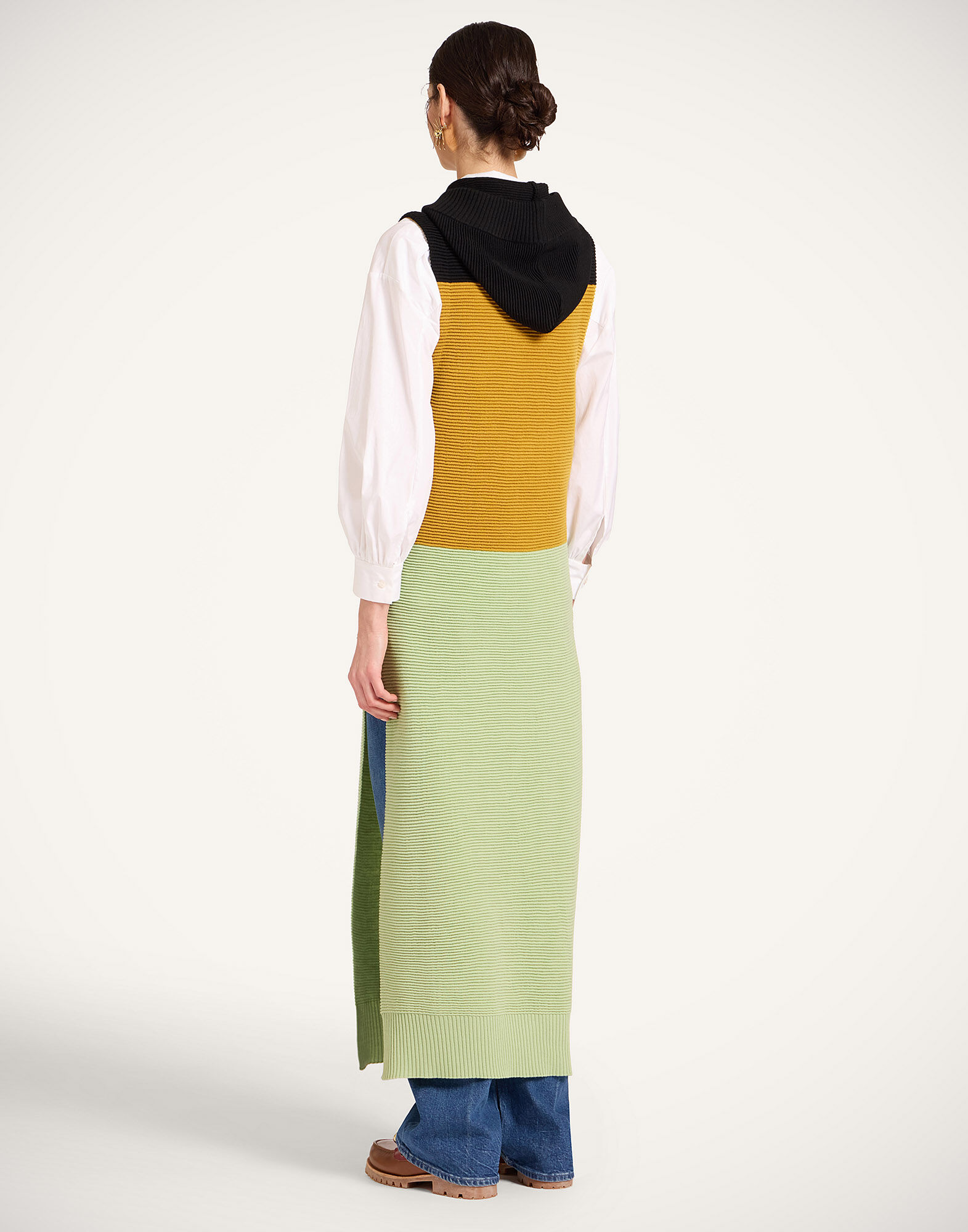 La DoubleJ Hoody Dress Color Block Black, Yellow & Green DRE0992KNI178VA420GR02