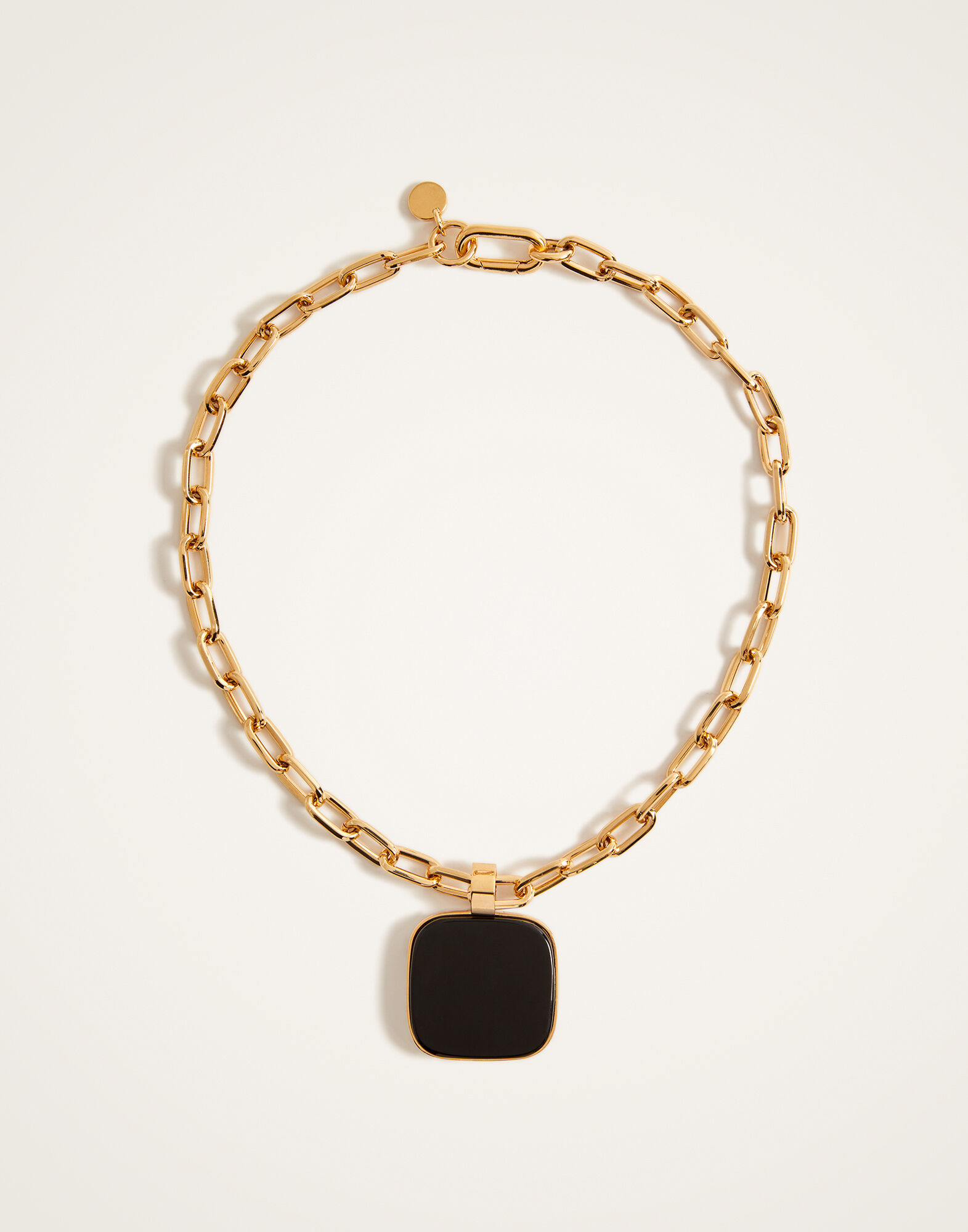 La DoubleJ Soul Pendant Necklace 24k Gold Plate & Onyx NEC0017BRA003ONY01YE05