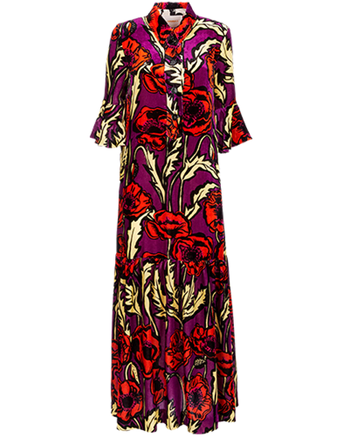LaDoubleJ Artemis Dress Big Blooms Viola DRE0176VEL004PFI0004